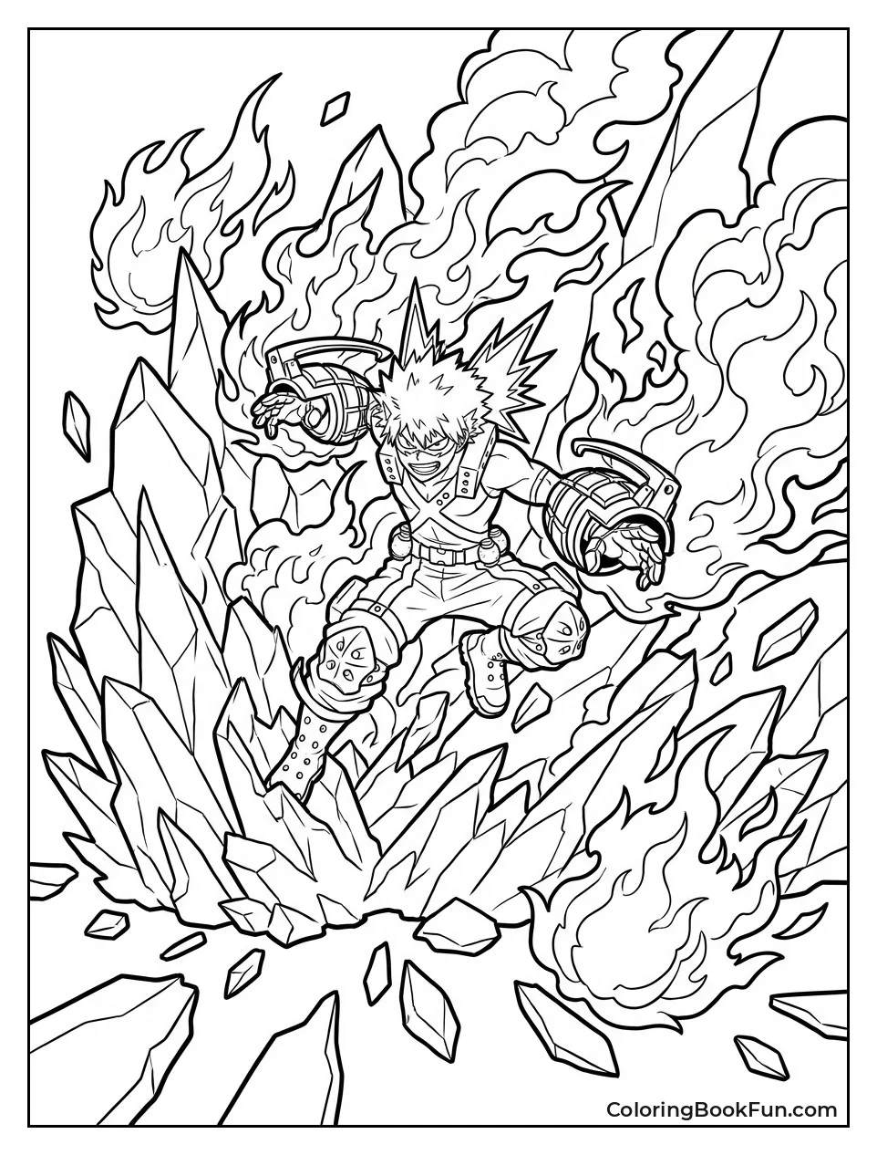Bakugo Breaking Through an Ice Wall