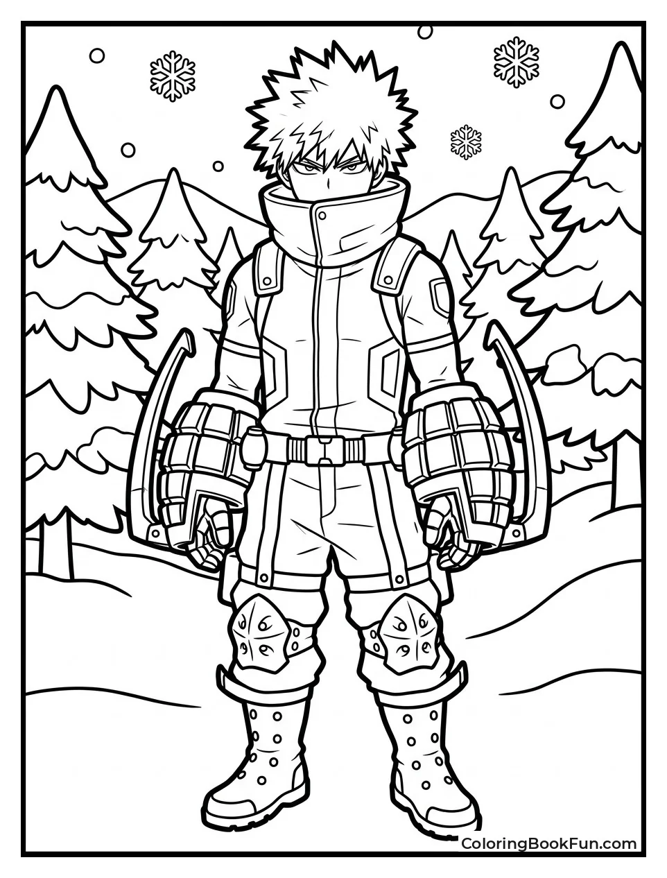 Bakugo Standing in the Snow