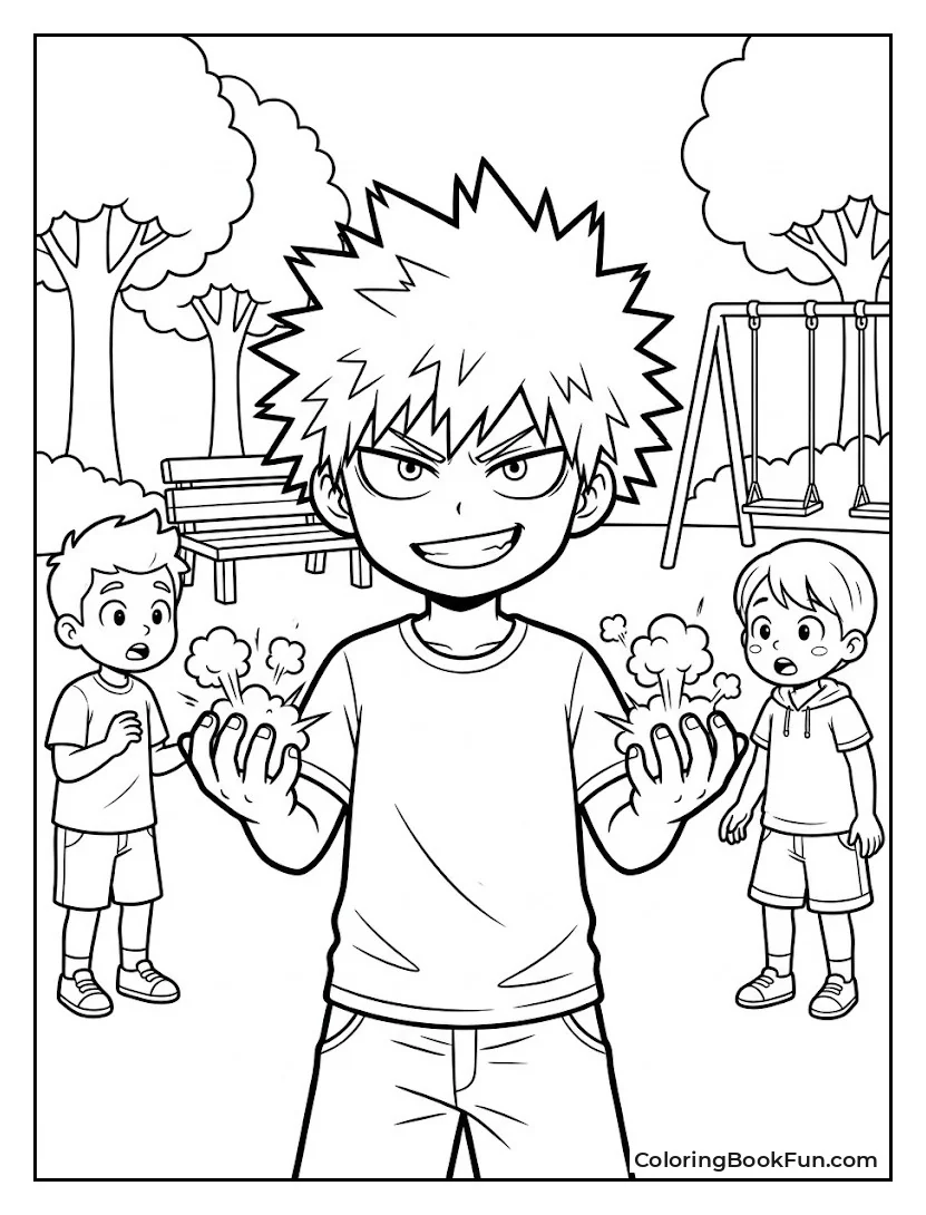 Young Bakugo Showing Off His Quirk
