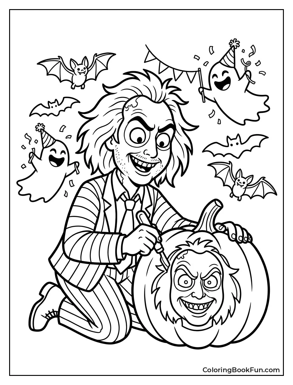 Beetlejuice Carving His Own Pumpkin