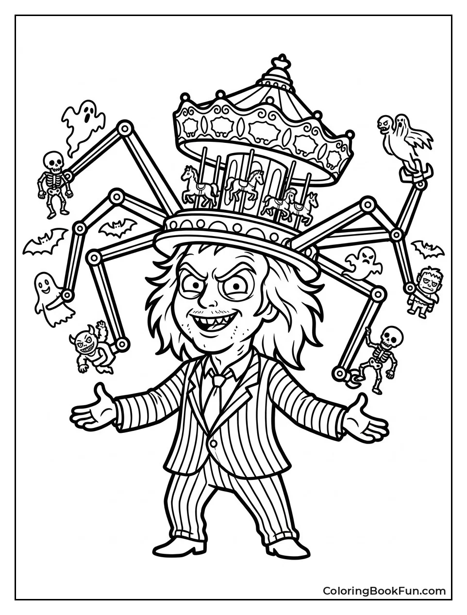 Beetlejuice Wearing Haunted Carousel Hat