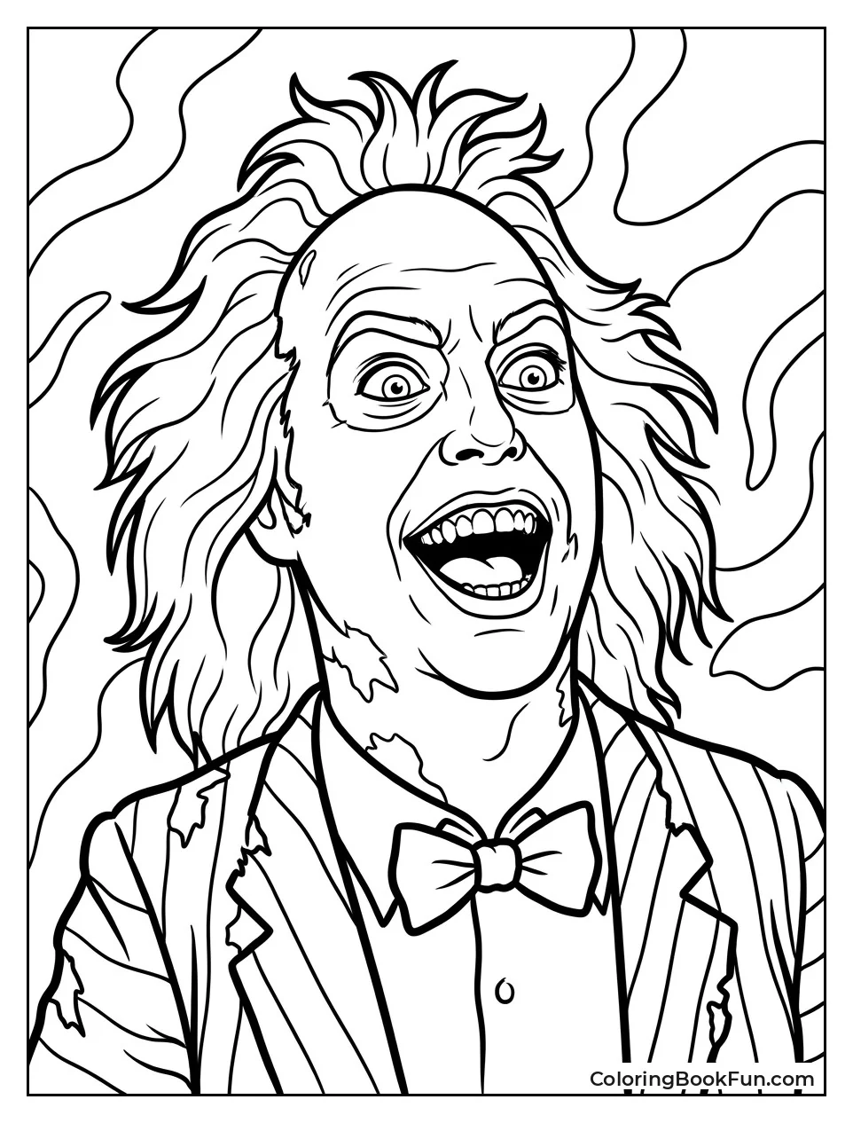 Beetlejuice Laughing with Wide Eyes