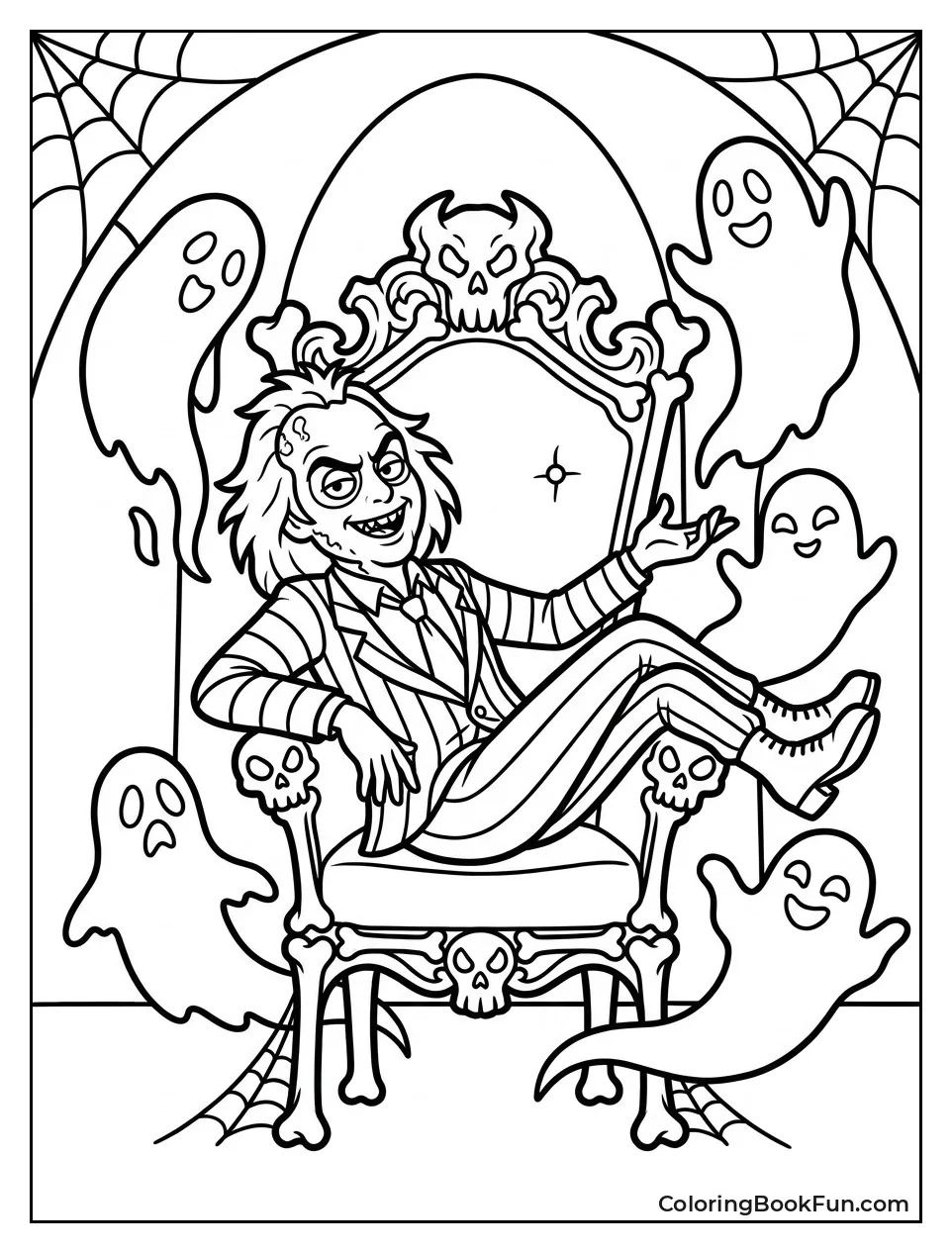 Beetlejuice Lounging on Ornate Throne