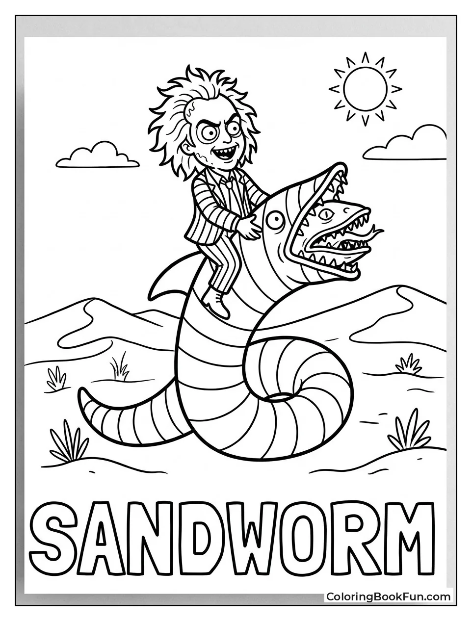 Beetlejuice Riding a Giant Sandworm