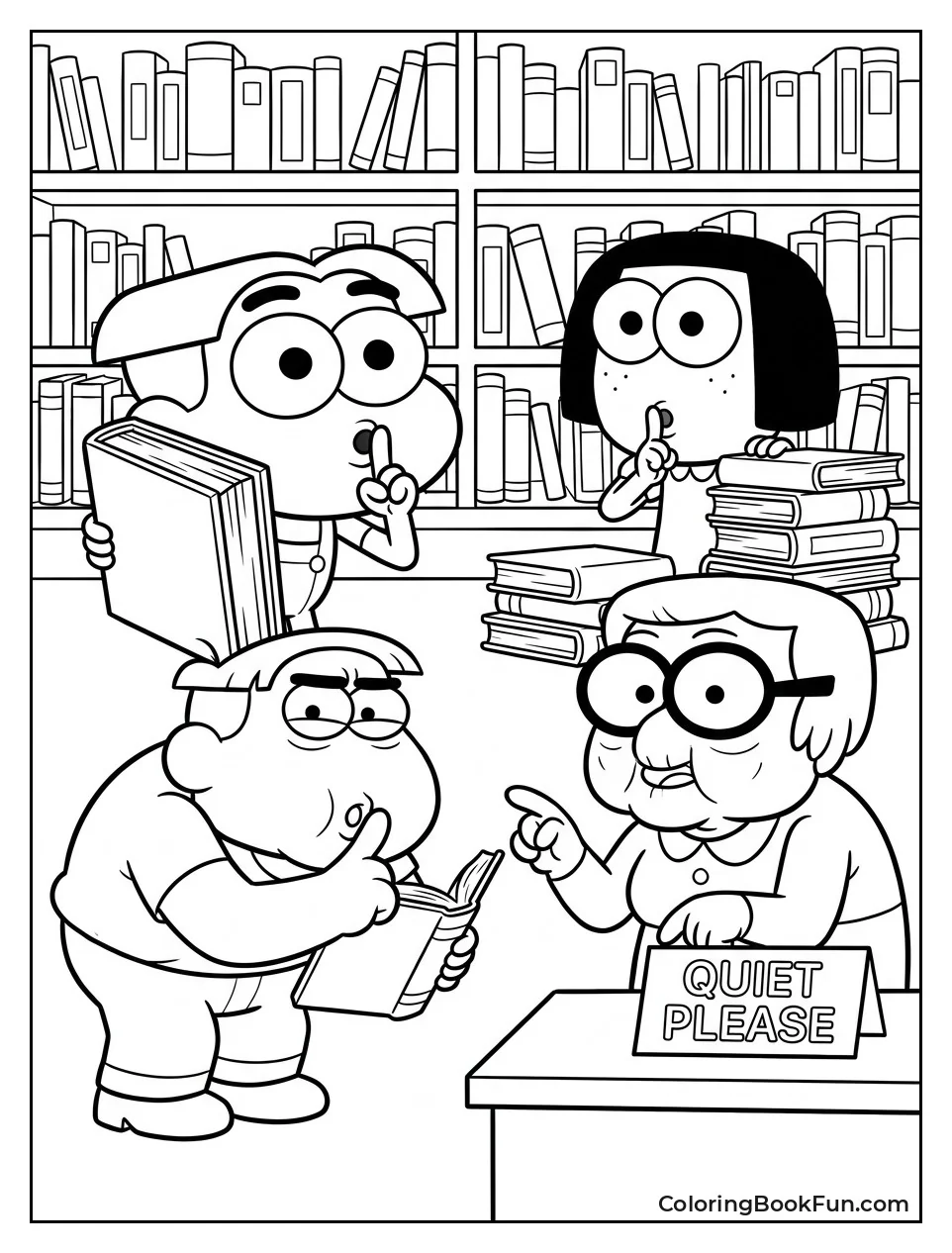 Family Staying Quiet in Library