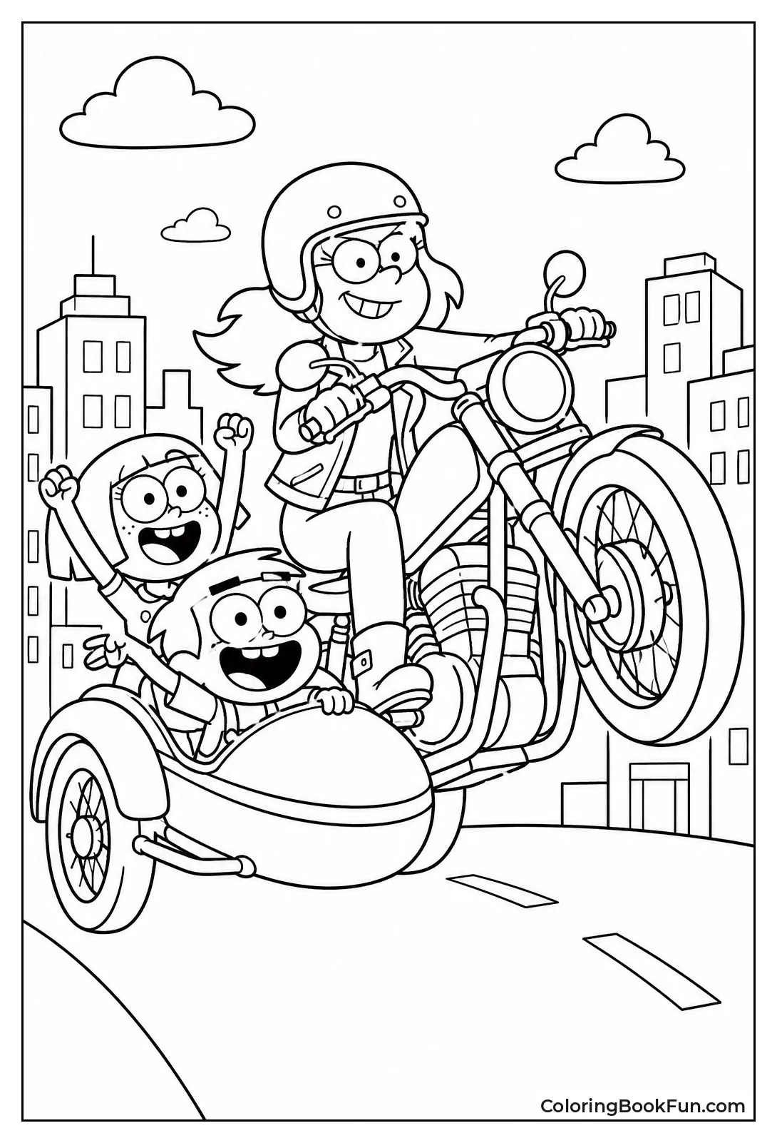 Nancy Popping Wheelie on Motorcycle