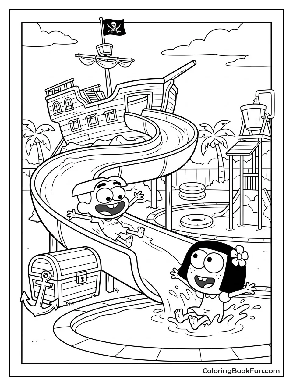 Kids Playing at Water Park