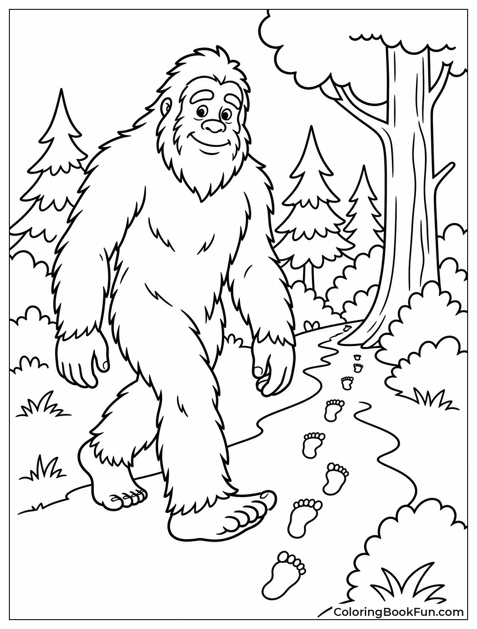 Bigfoot and Baby Footprints in Woods