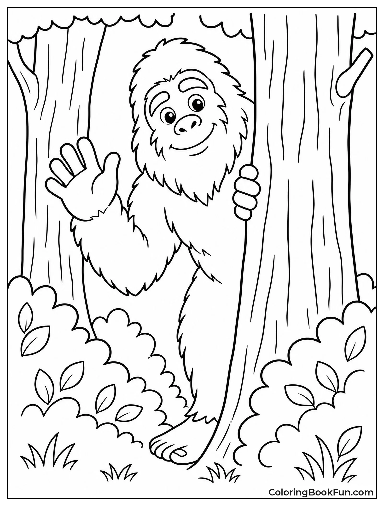 Bigfoot Hiding Behind Trees and Bushes