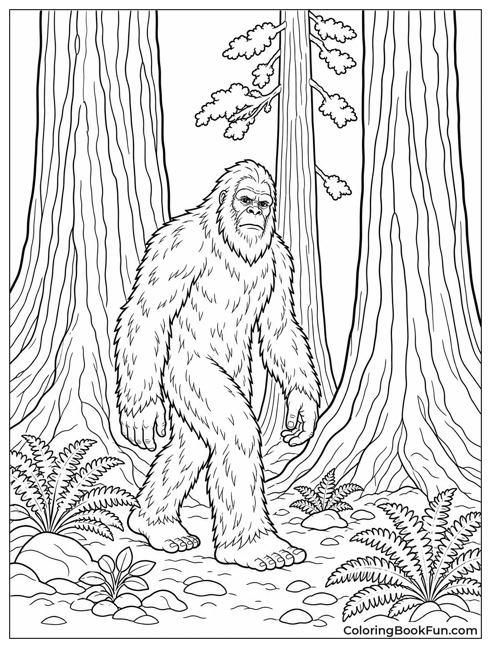 Realistic Bigfoot in Redwood Forest