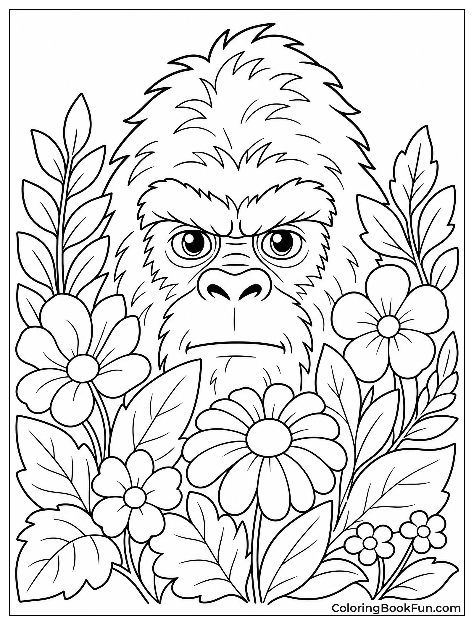 Bigfoot Peeking Through Colorful Flowers