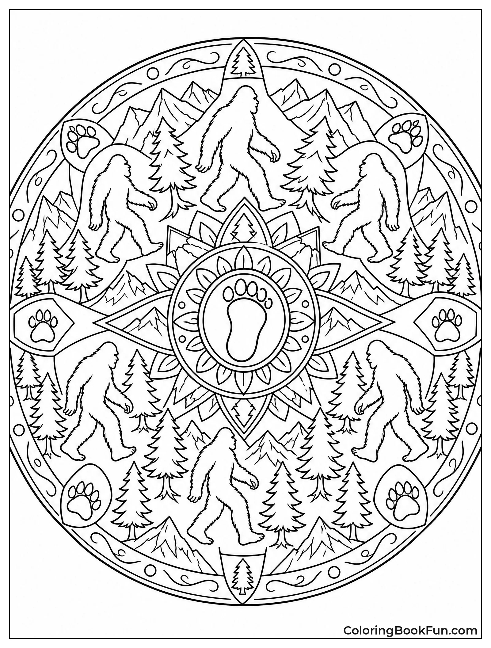 Bigfoot Fur Mandala with Trees