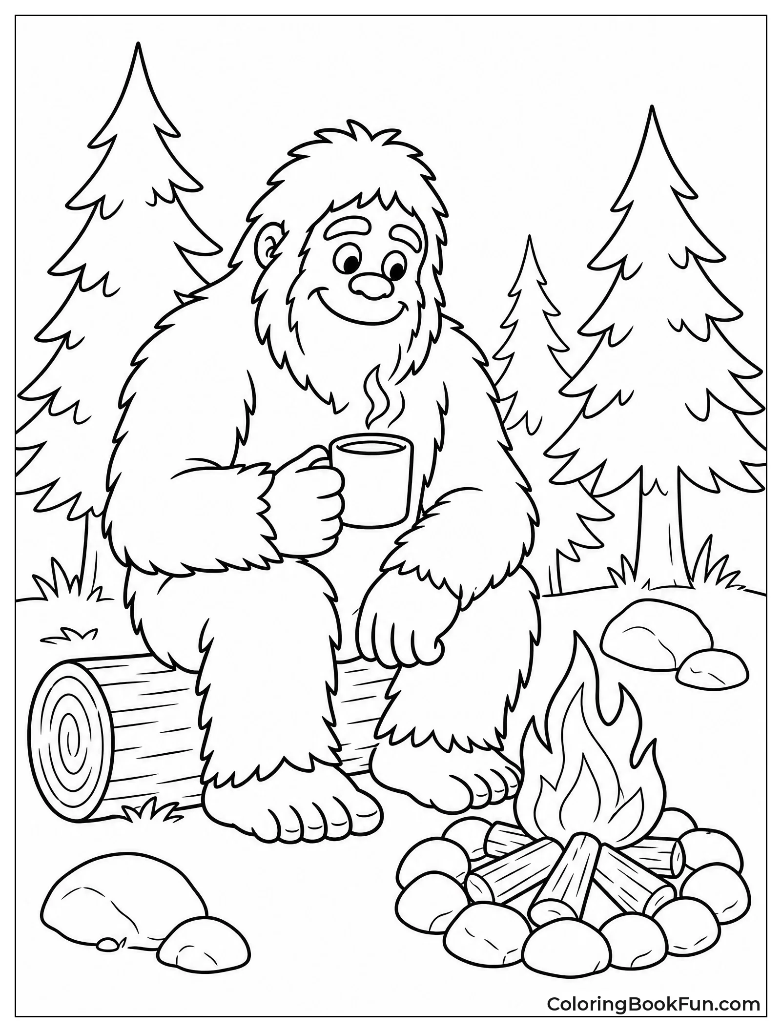 Bigfoot by Bonfire with Hot Drink