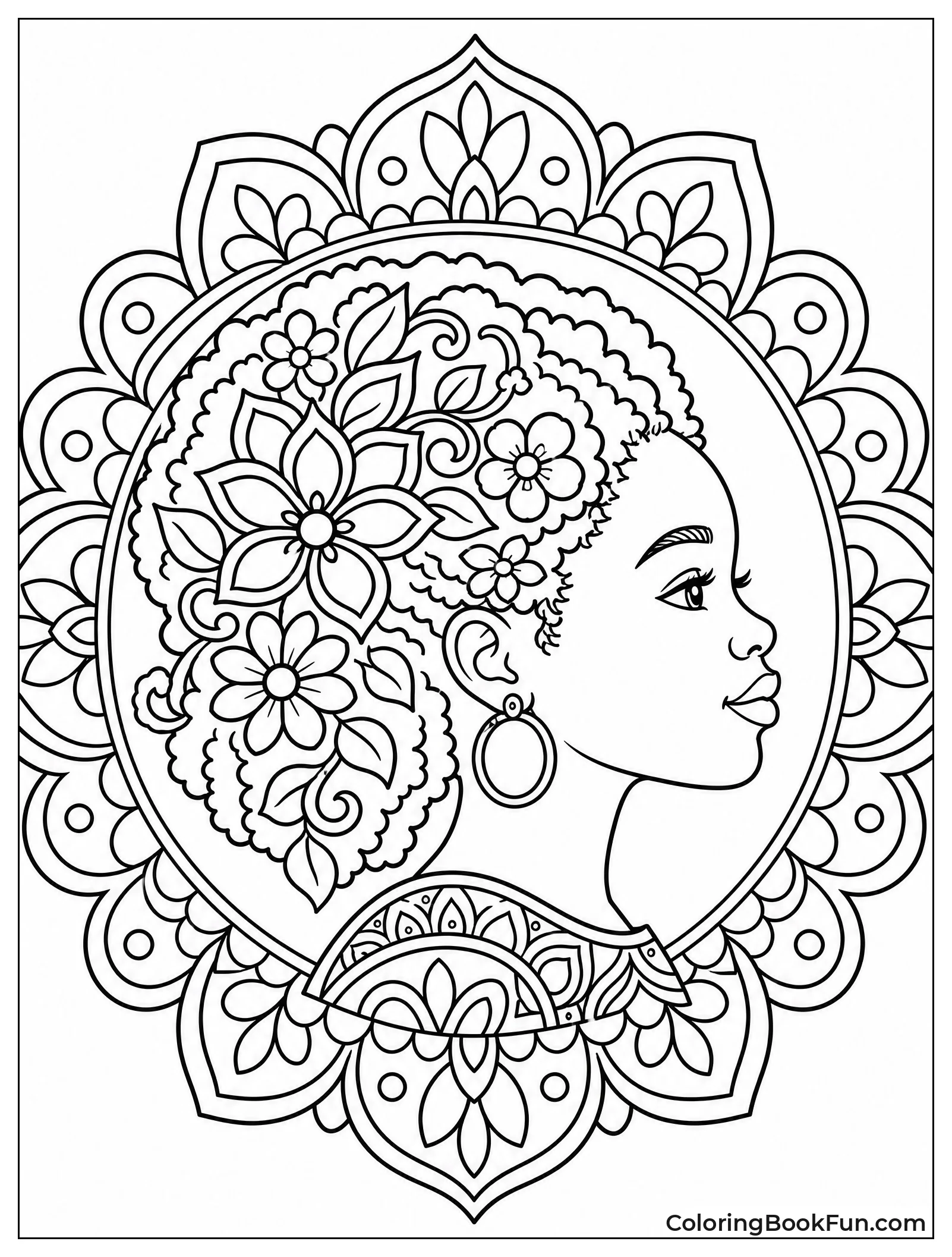 Mandala Design with Girl Face