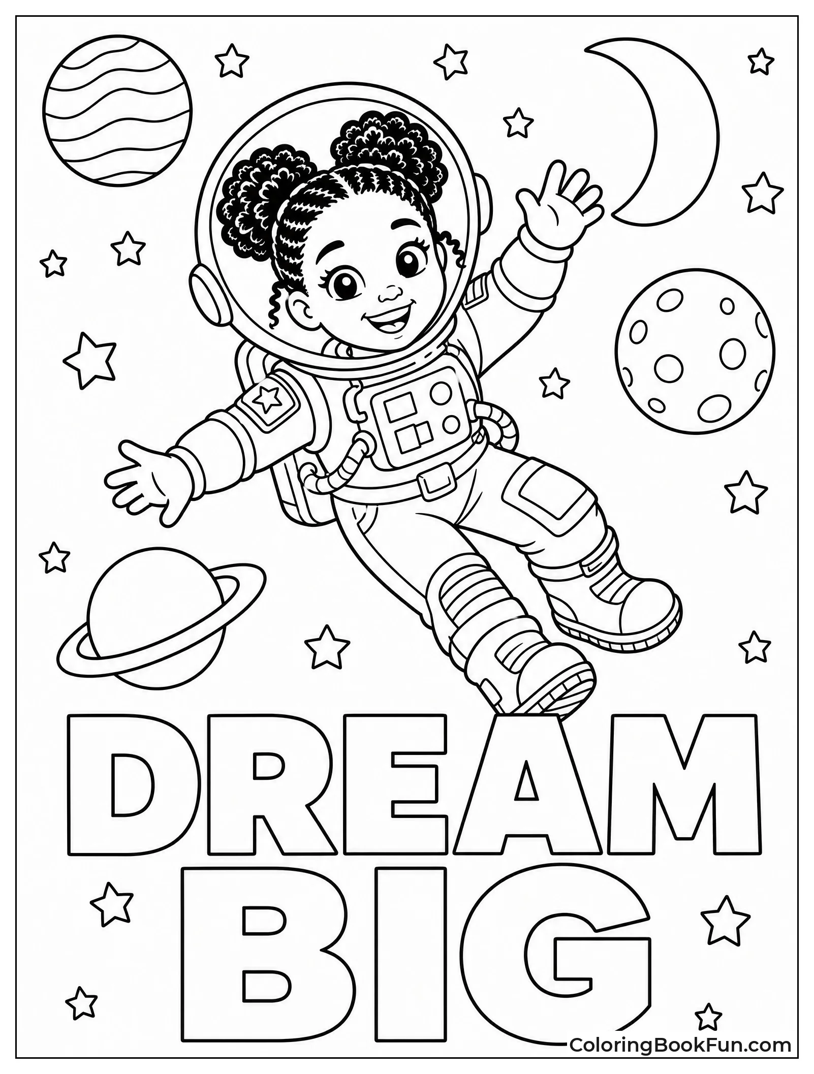 Astronaut Girl Exploring Outer Space