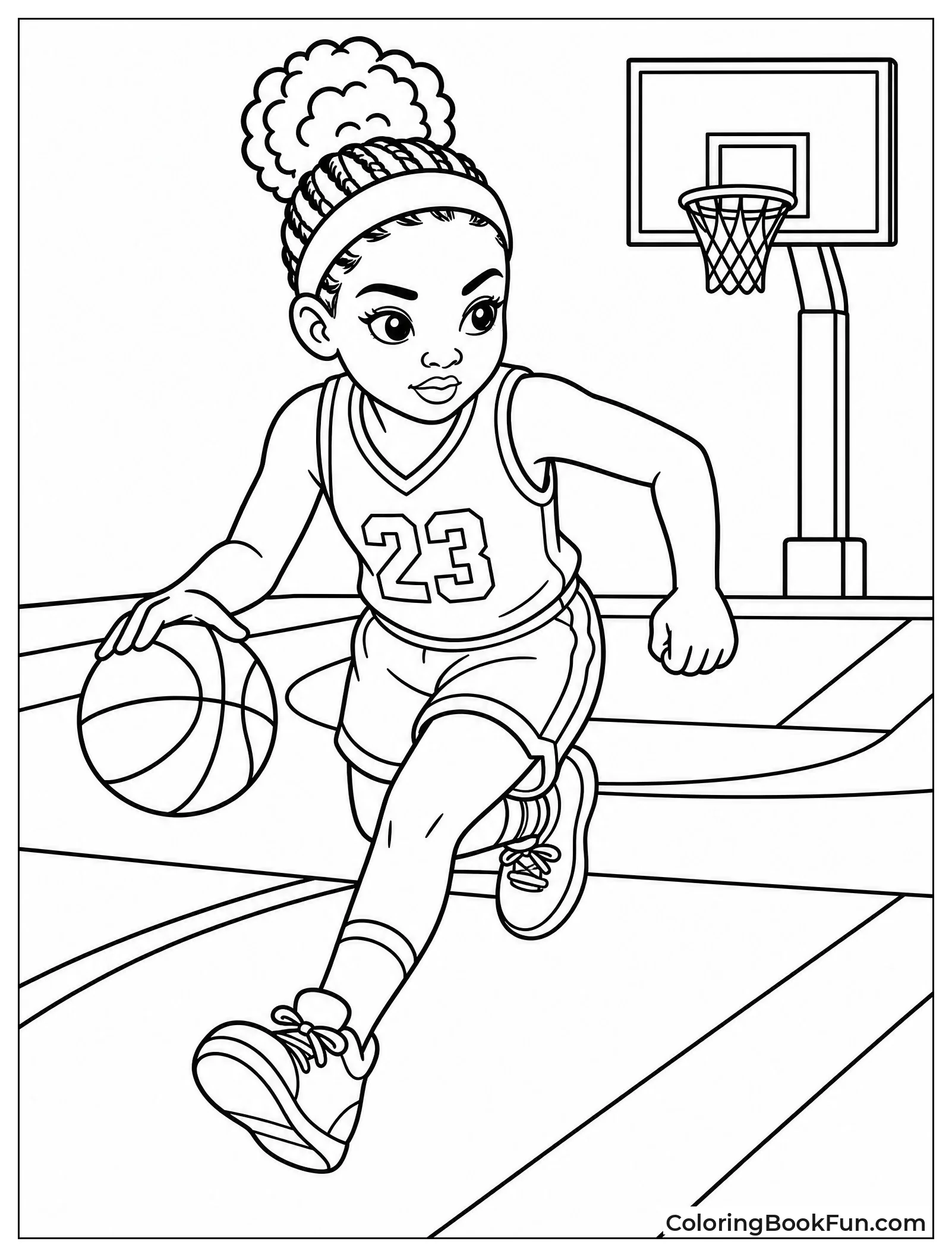 Focused Girl Dribbling Basketball Fast