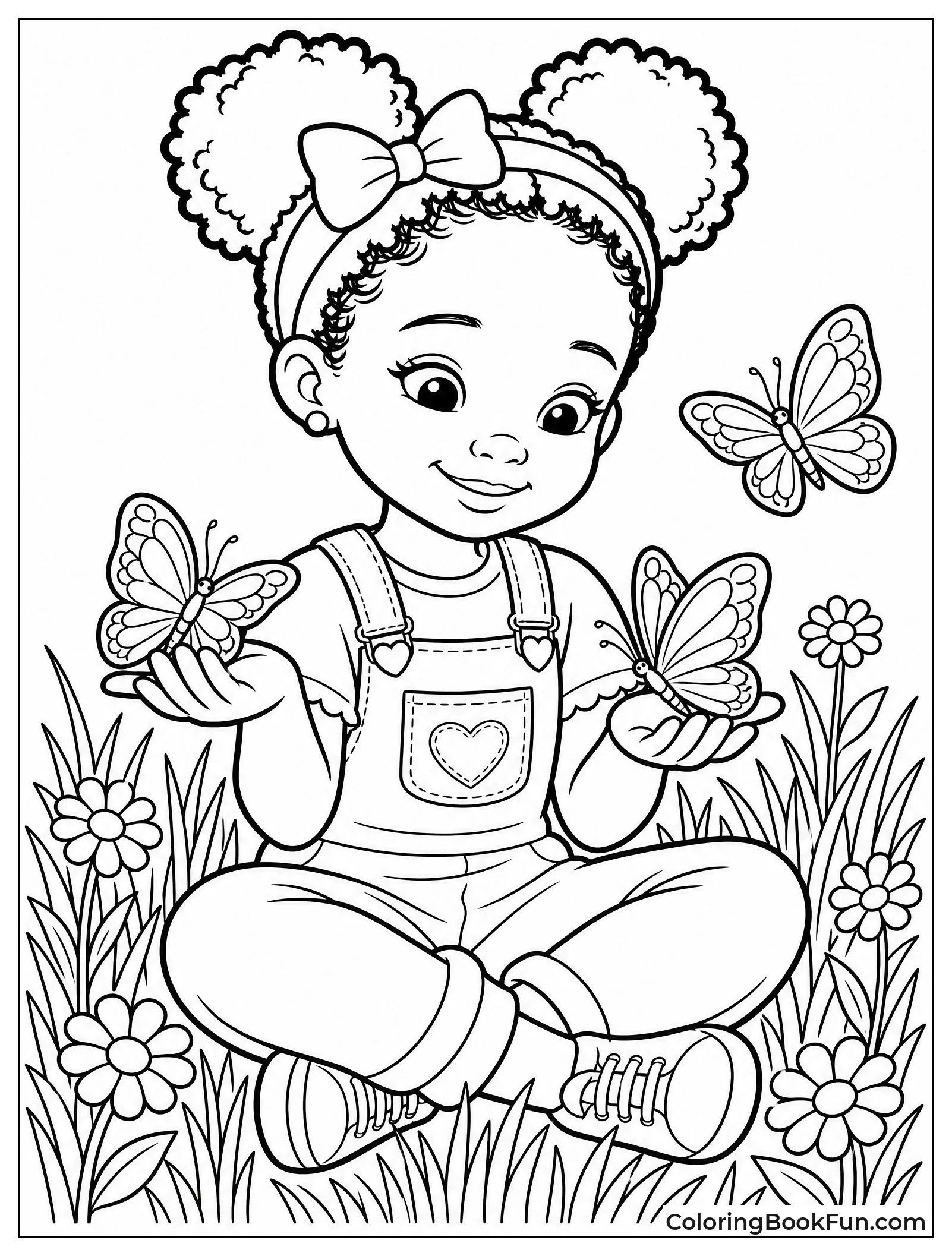 Girl with Butterflies in Garden