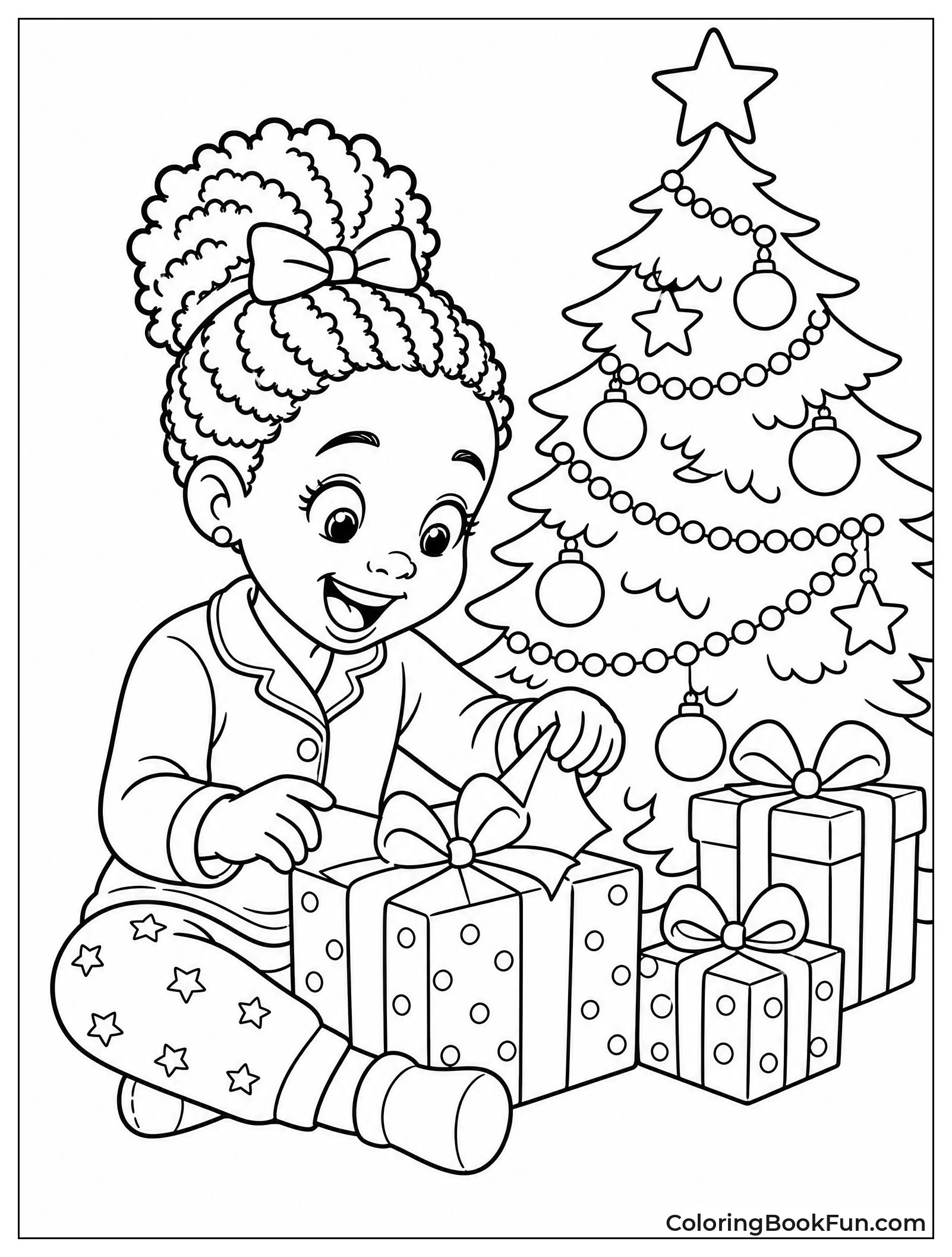 Excited Girl Opening Christmas Present