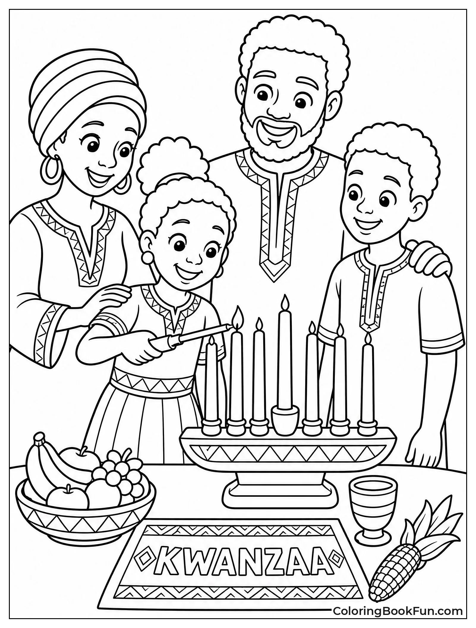 Girl Celebrating Kwanzaa with Family