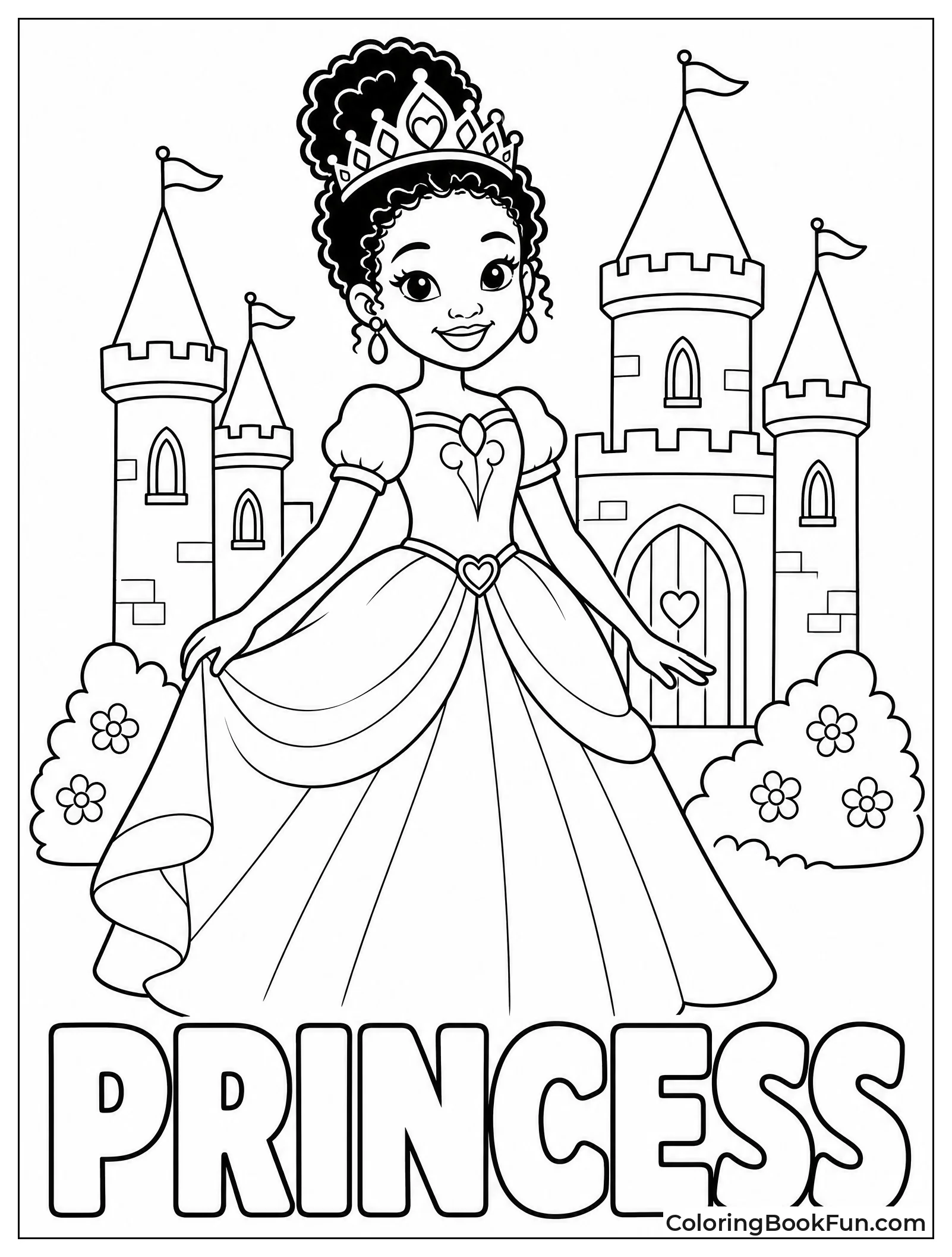 Princess Girl in Fairy Tale Castle