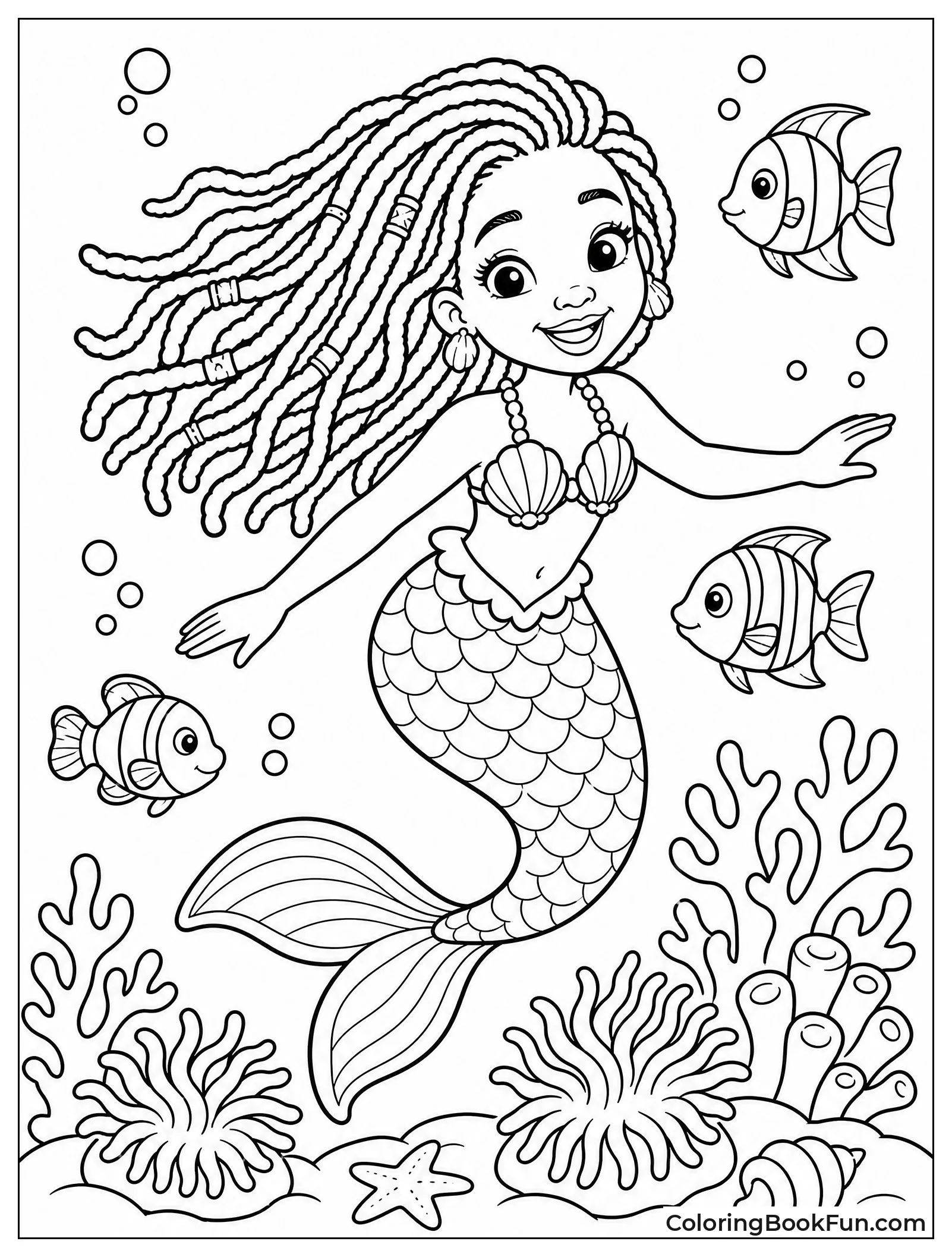 Mermaid Exploring Colorful Coral Reef