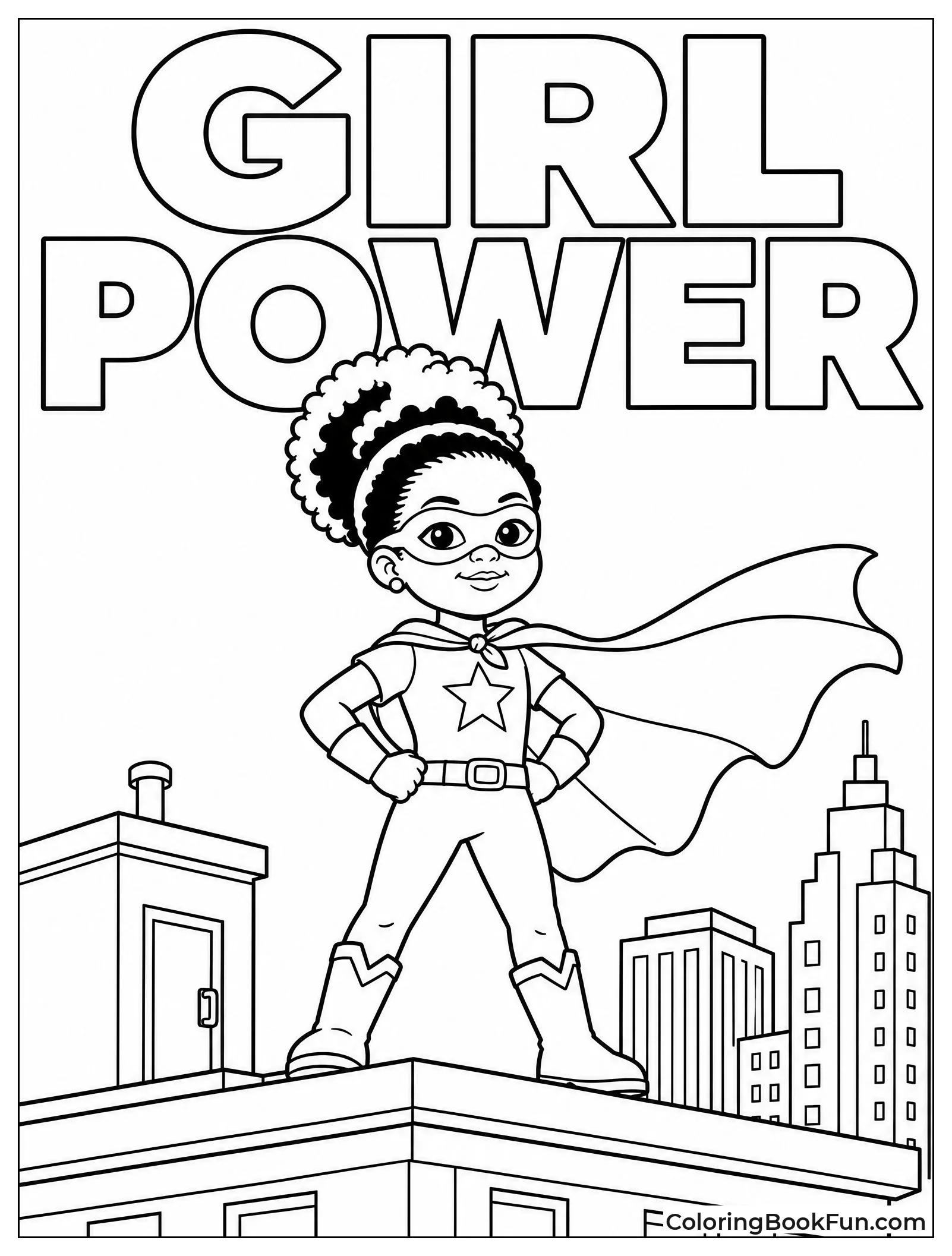 Powerful Superhero Girl Standing Tall