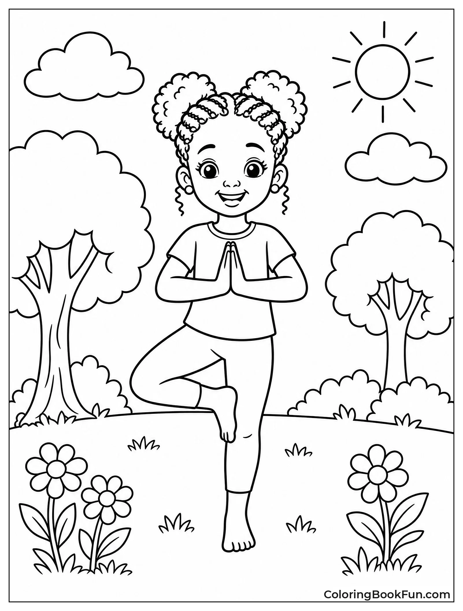 Peaceful Girl in Tree Pose