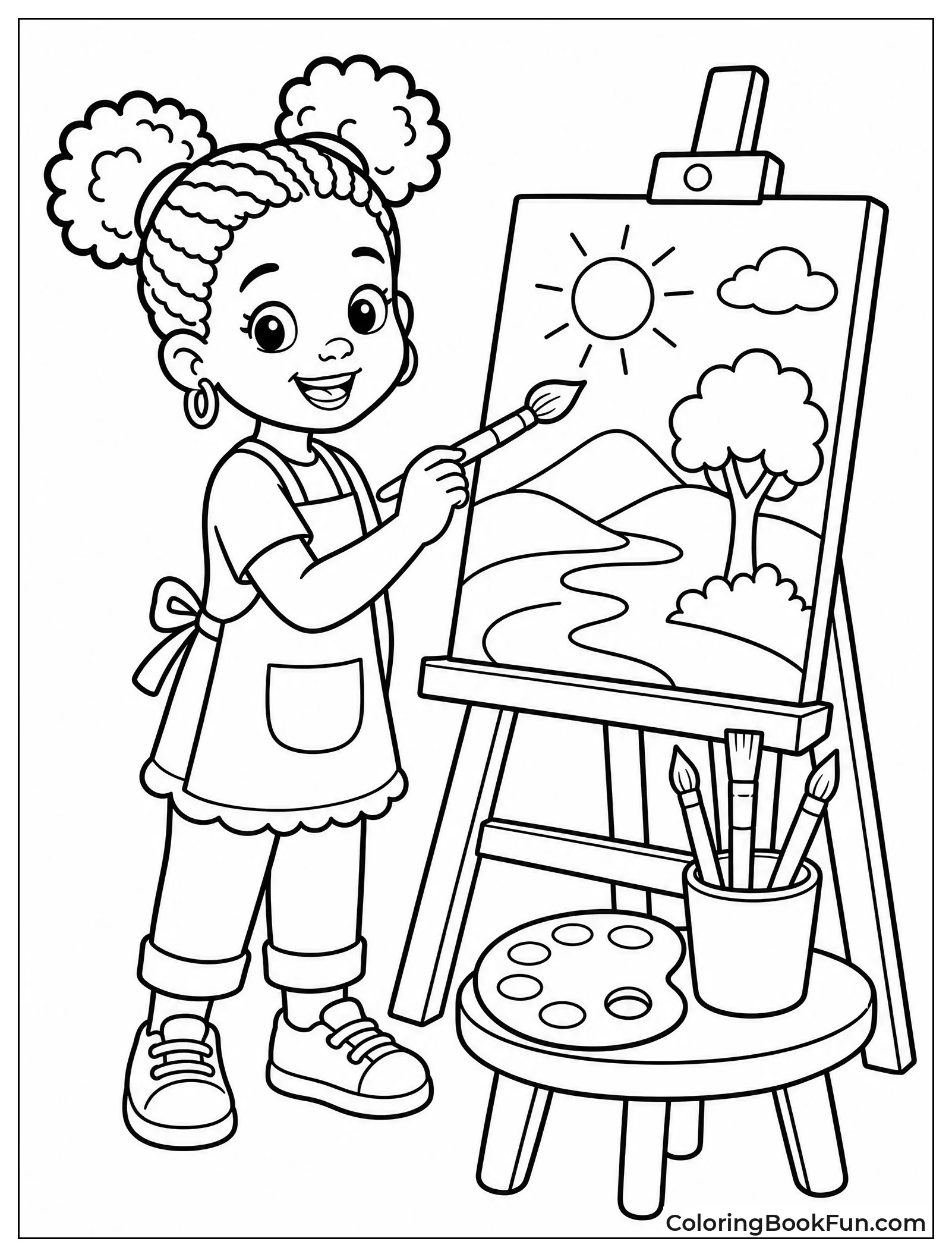 Young Artist Painting a Landscape