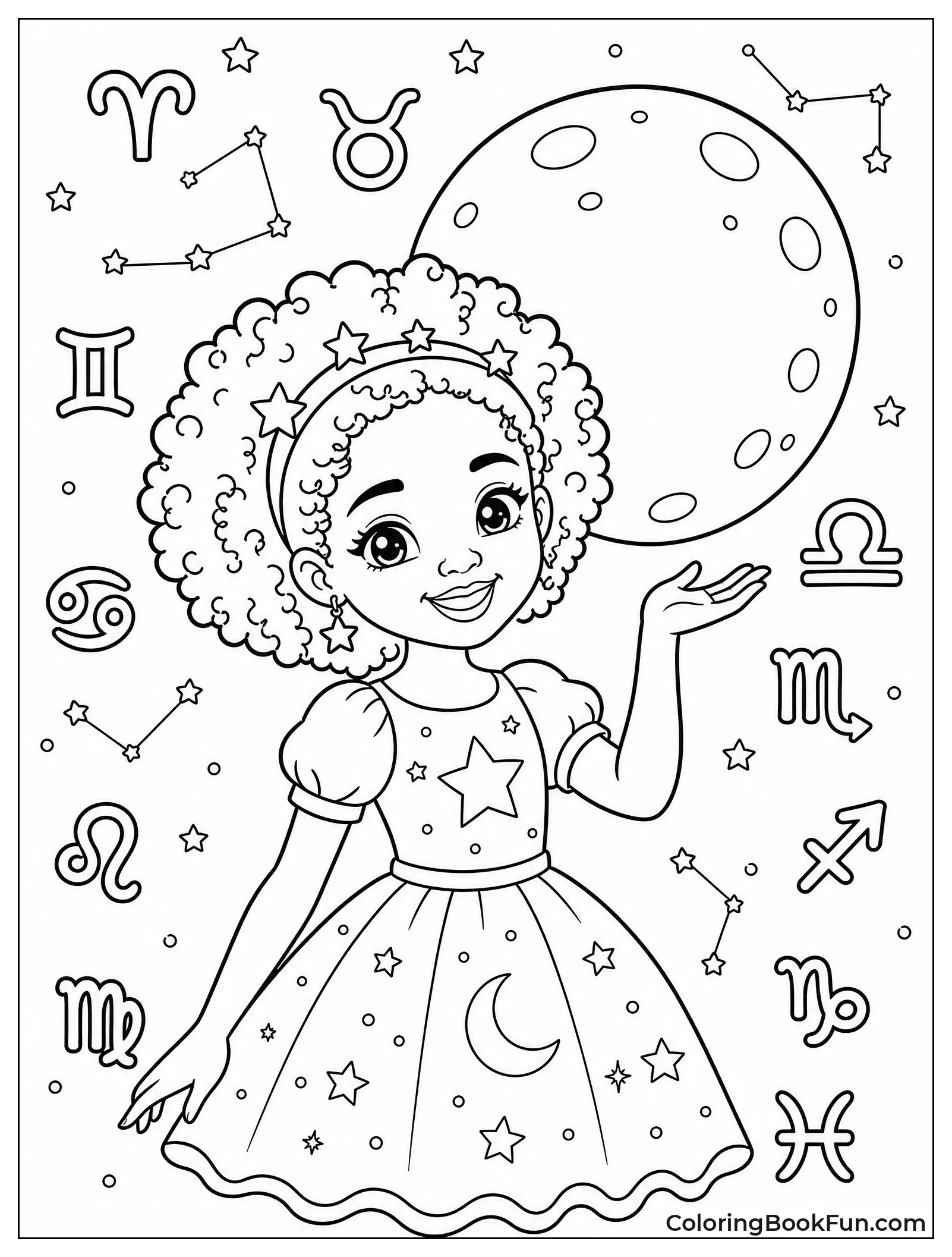 Star Goddess Surrounded by Constellations