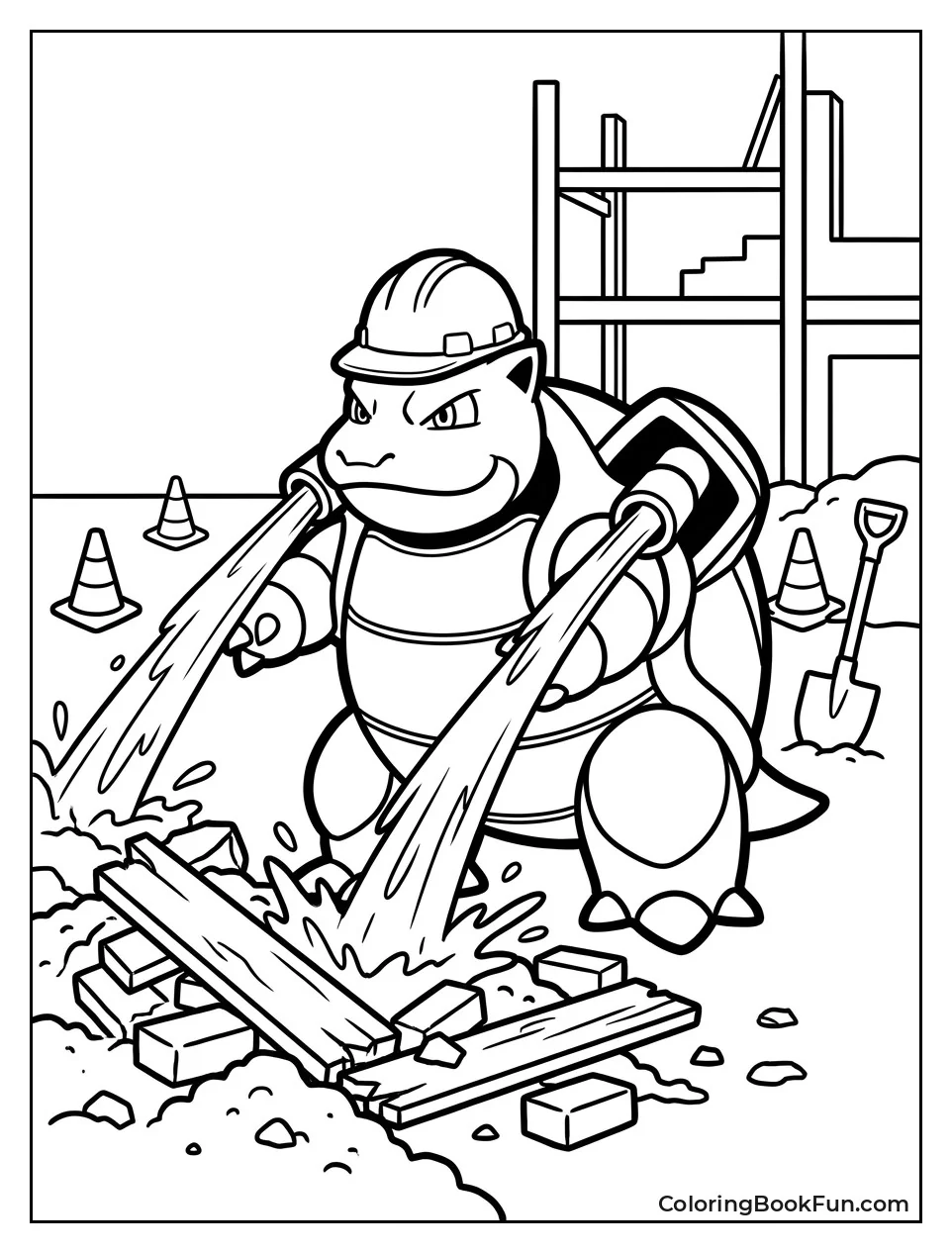 Blastoise Clears Debris at Site