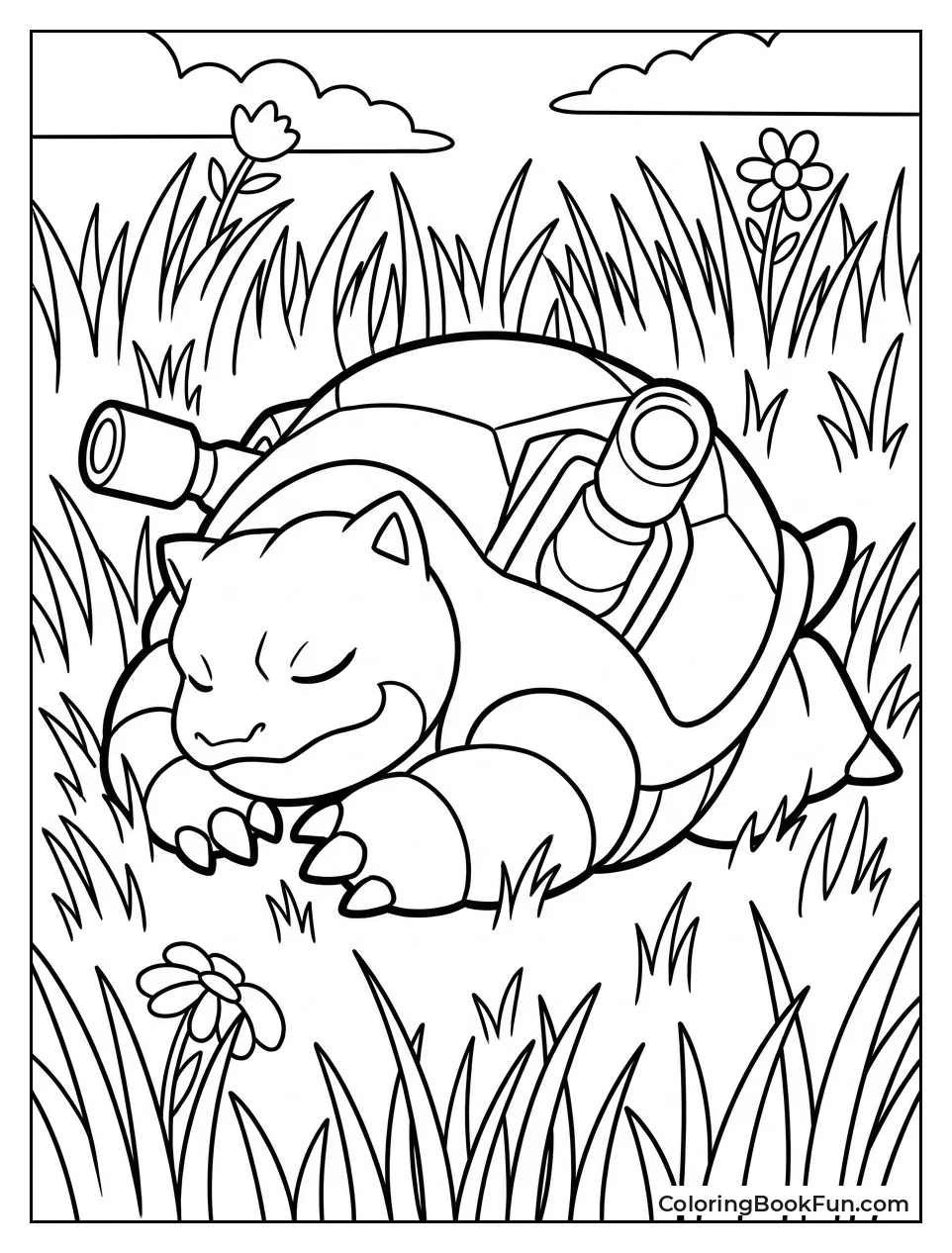Blastoise Sleeps Peacefully in Grass