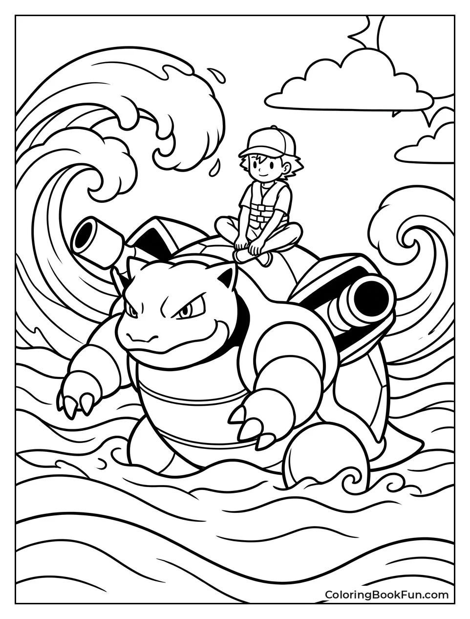 Blastoise Swims with Trainer on Back