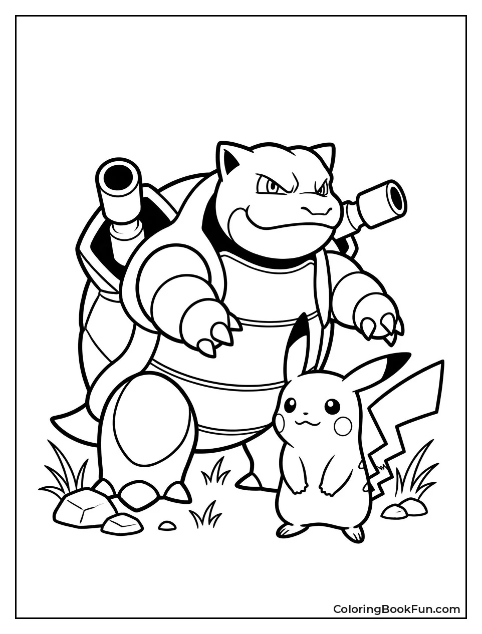 Blastoise Stands Next to Pikachu
