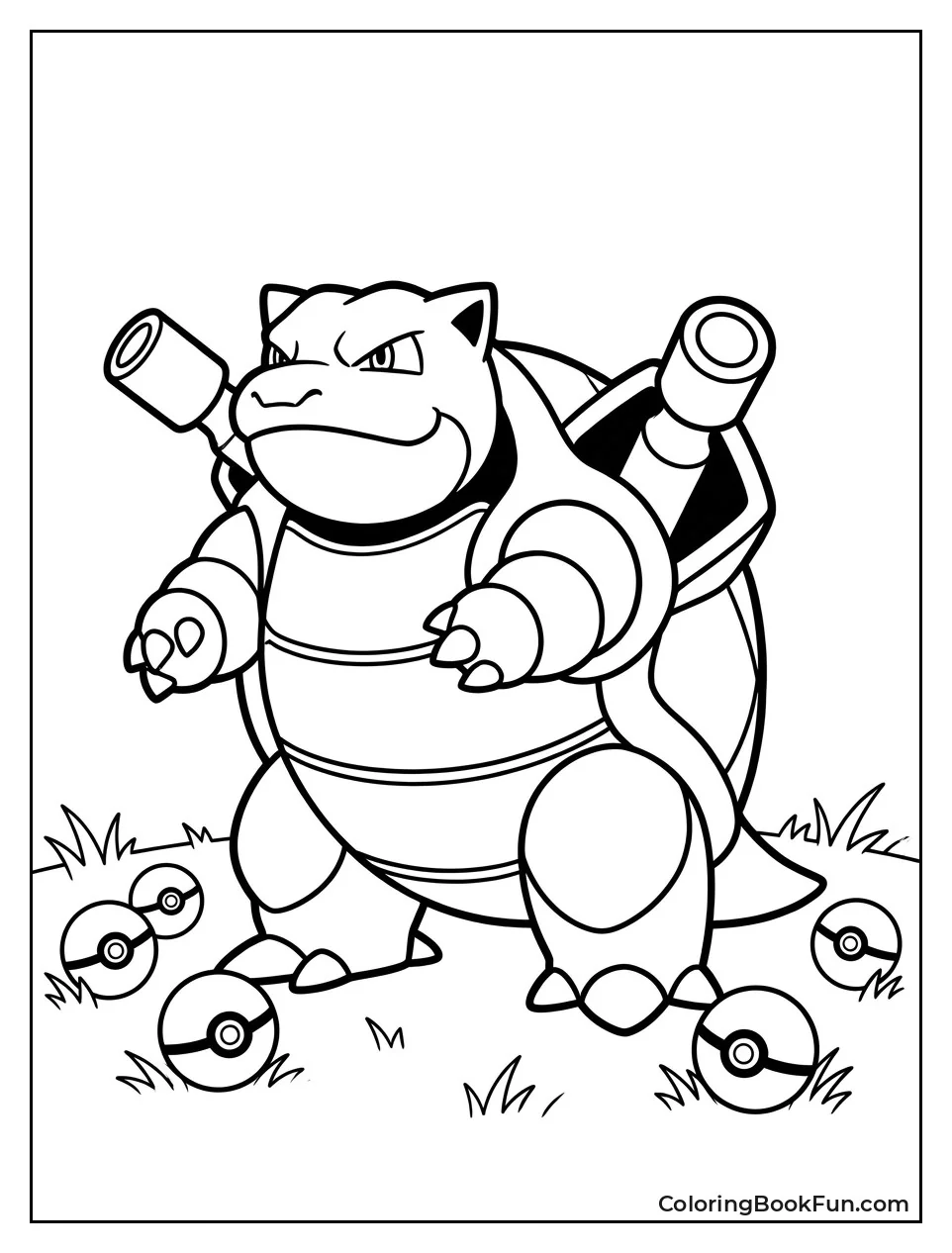 Blastoise Surrounded by Colorful Pokeballs