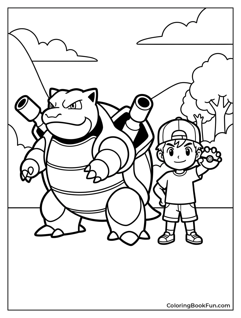 Blastoise with Young Pokemon Trainer