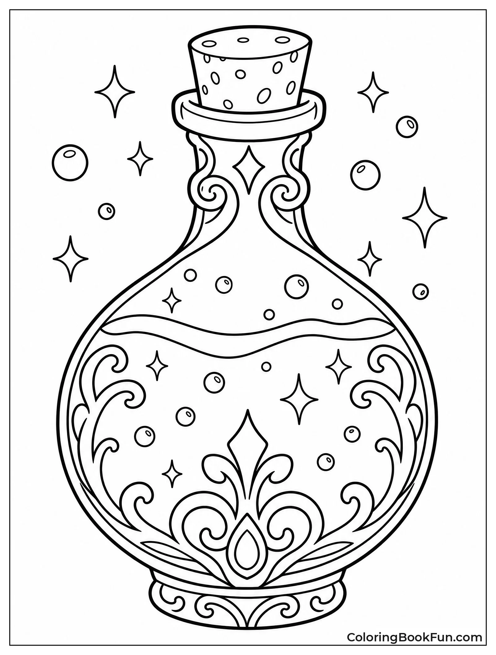 Ornate Bottle Filled with Blue Potion