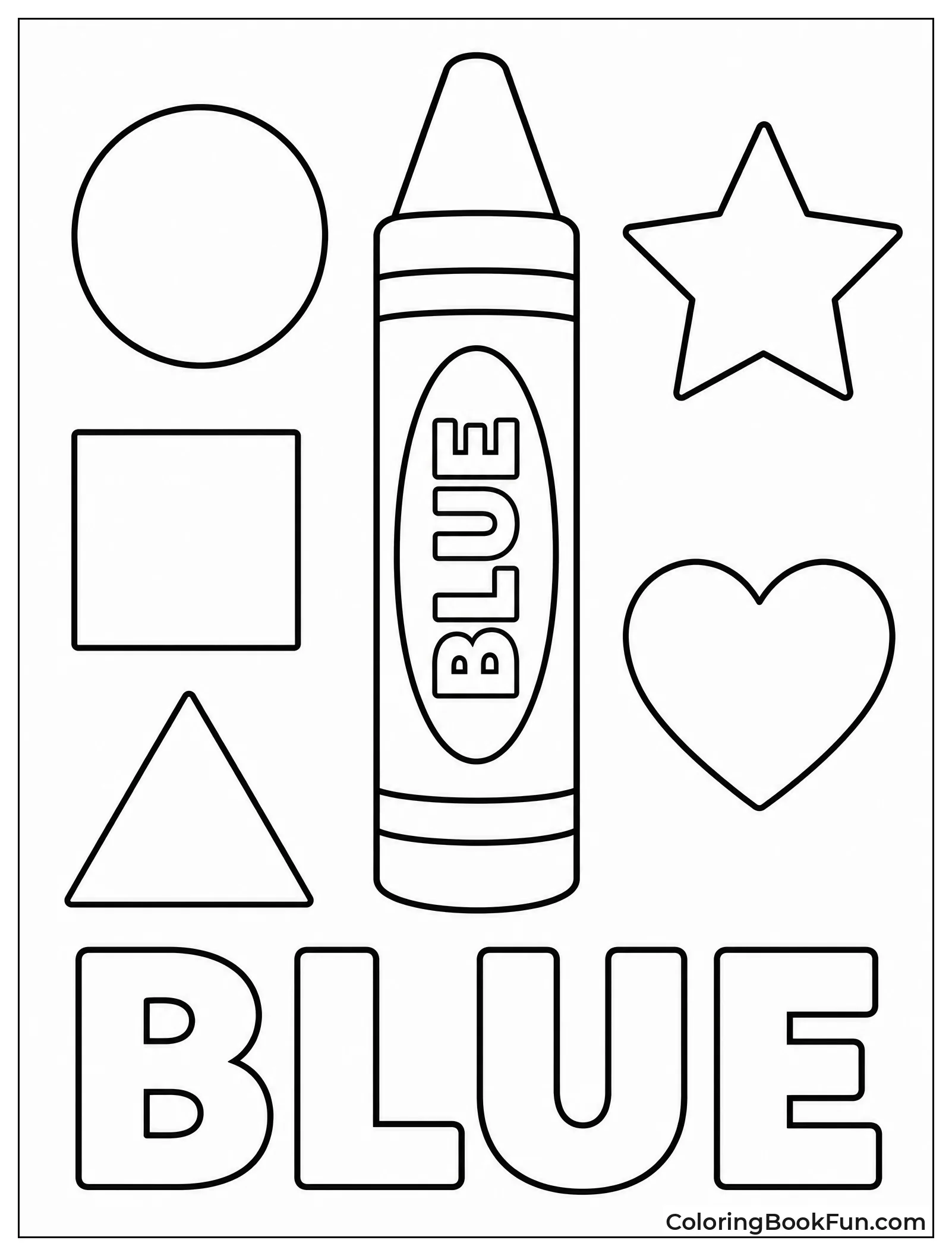 Blue Crayon Surrounded by Shapes