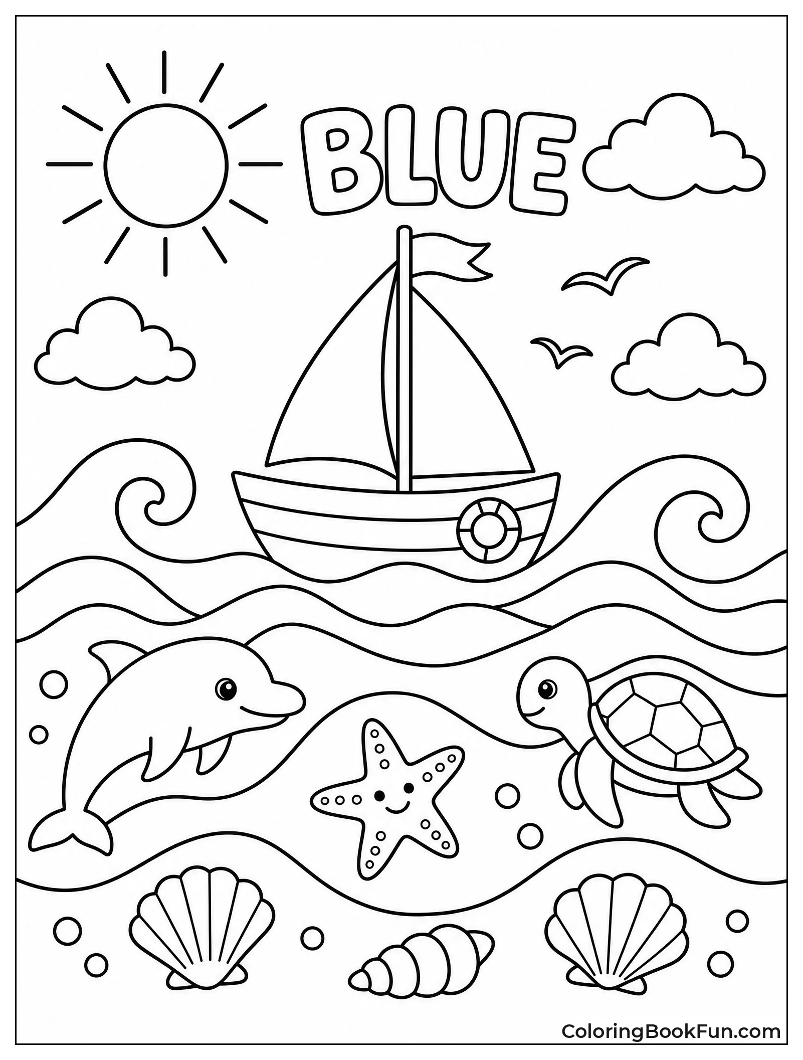 Rolling Waves with Sailboat in Distance