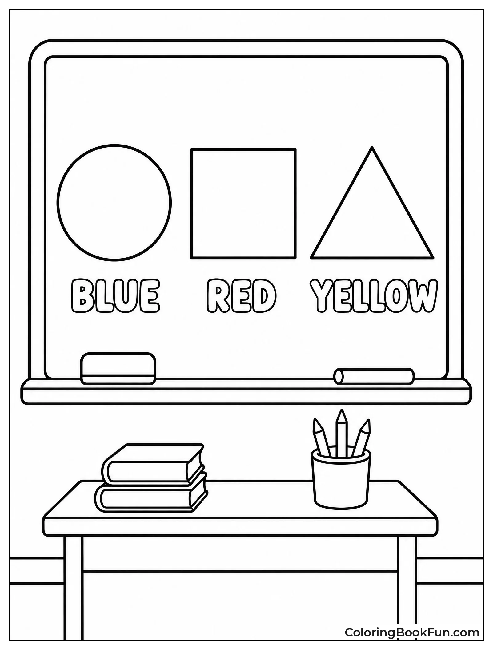 Primary Colors Drawn on Chalkboard