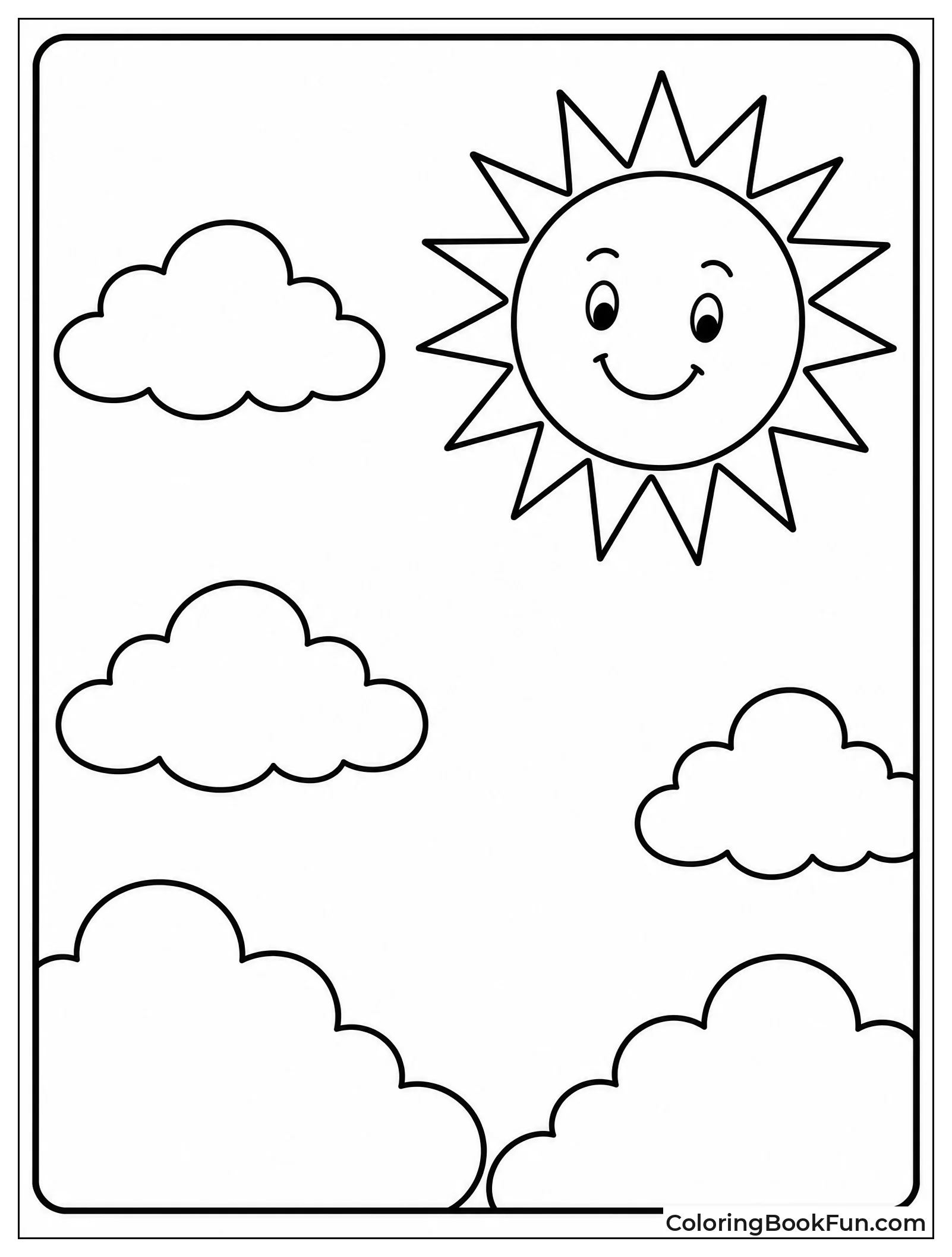 Bright Blue Sky with Fluffy Clouds