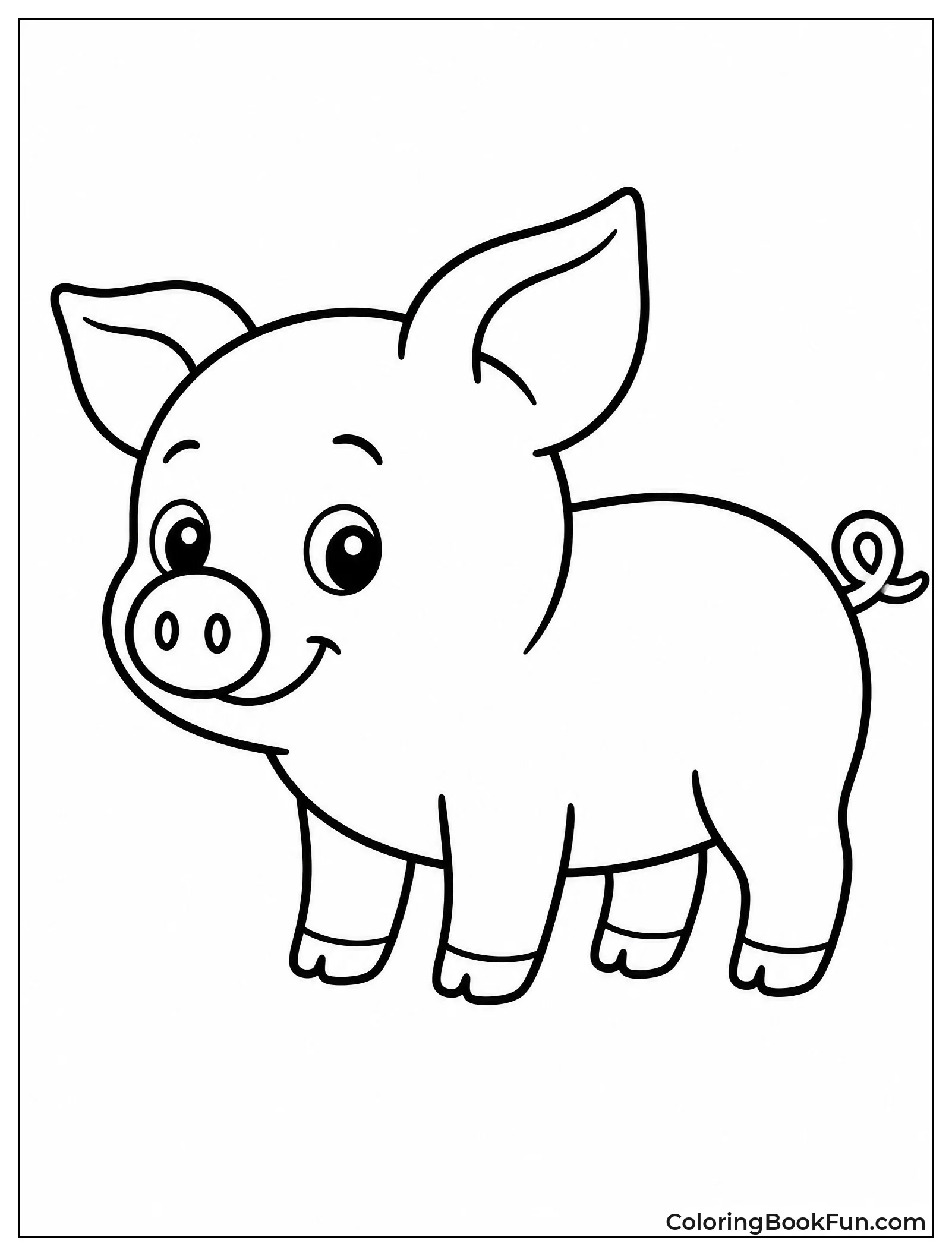 Simple Standing Pig Drawing