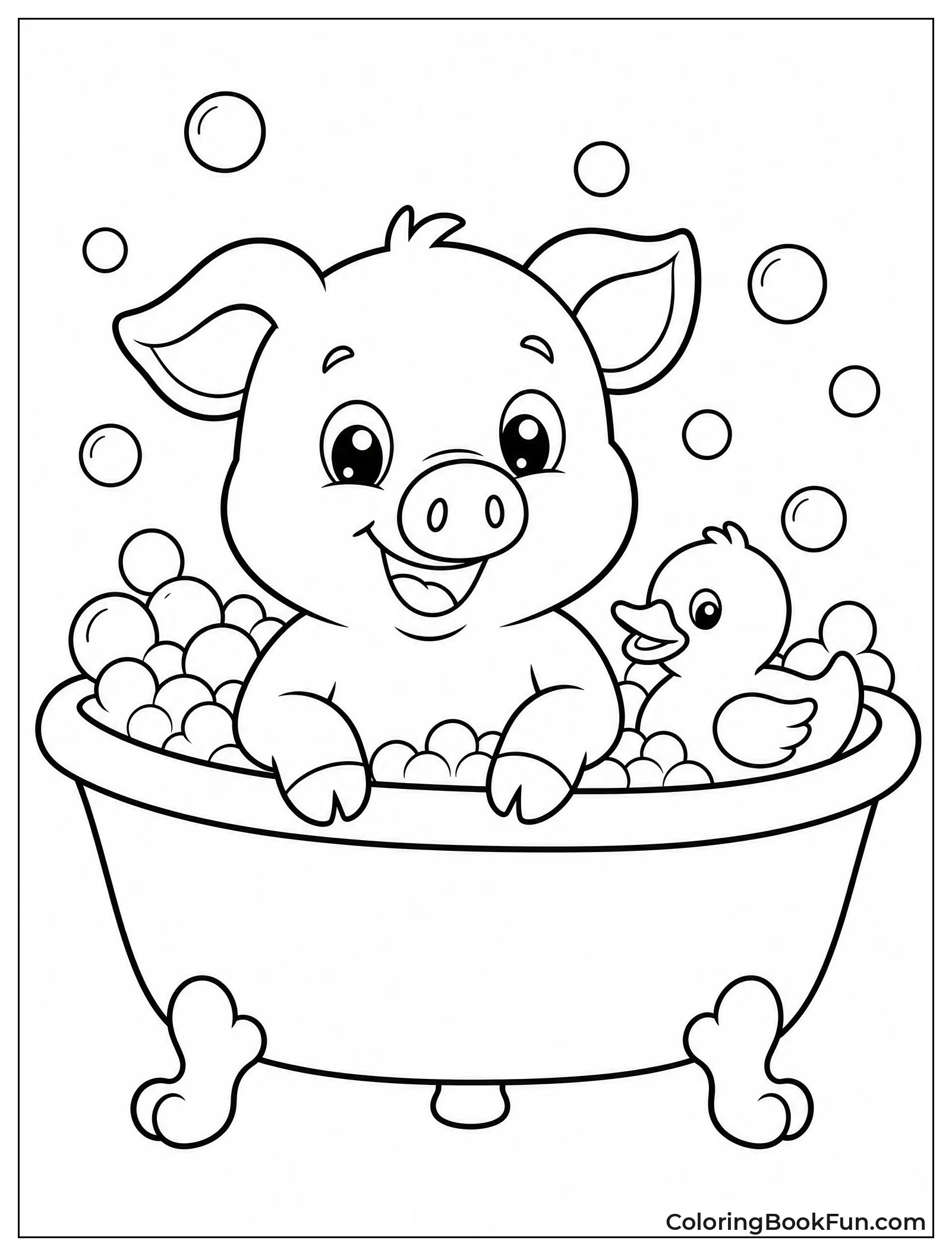 Piglet Sitting in Bubble Bath