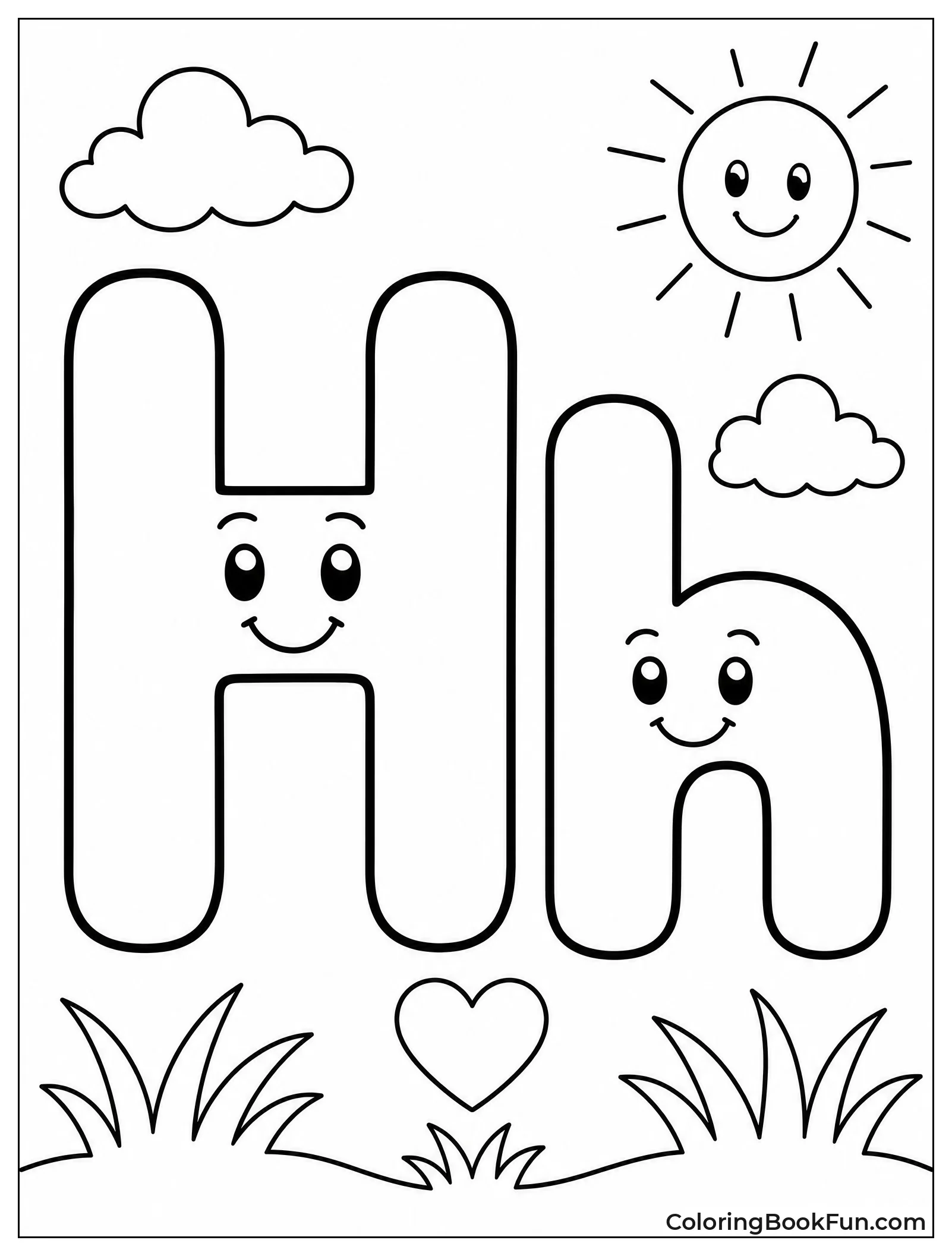 Bubble H with Smiley Faces