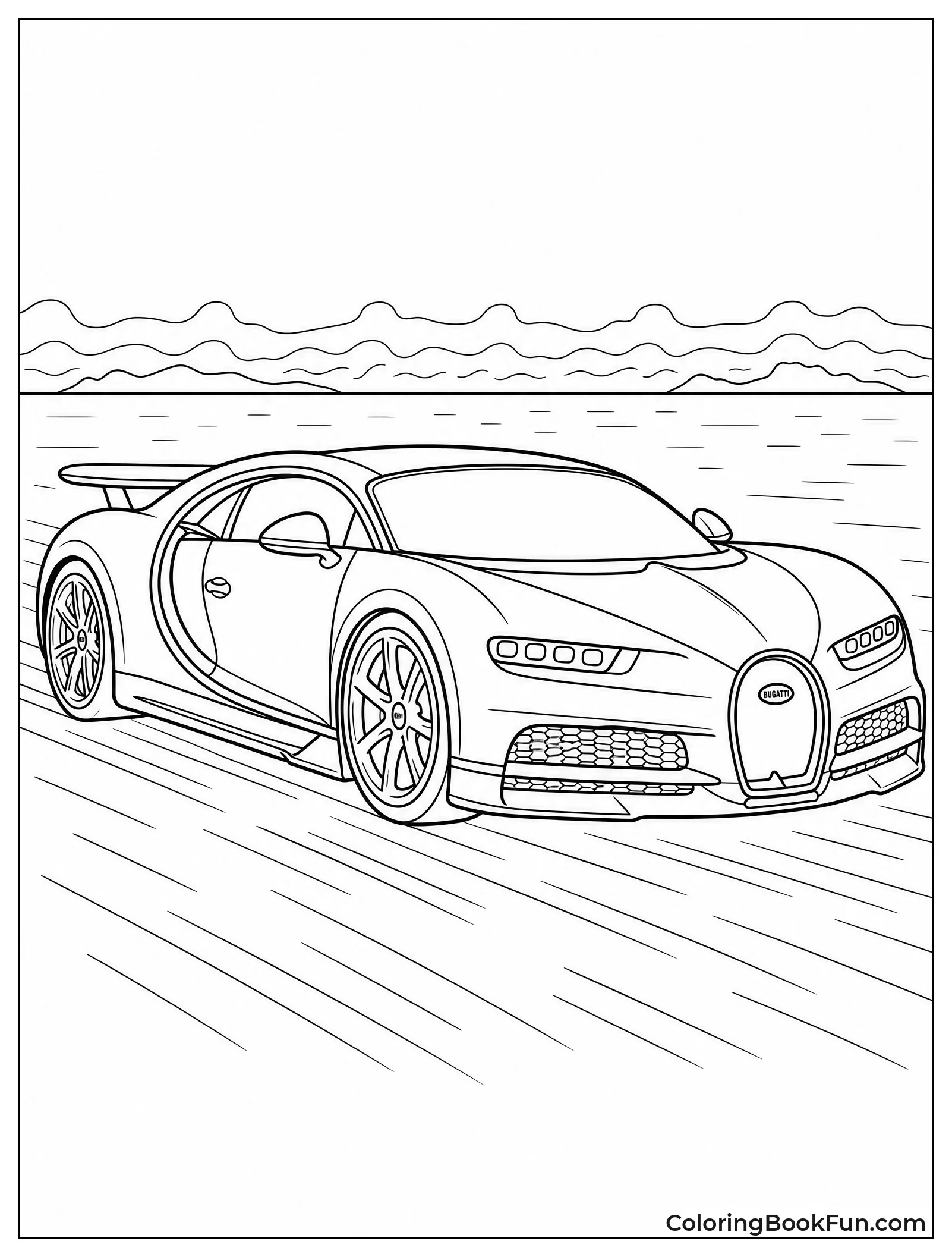 Bugatti Zooming Across a Hot Desert