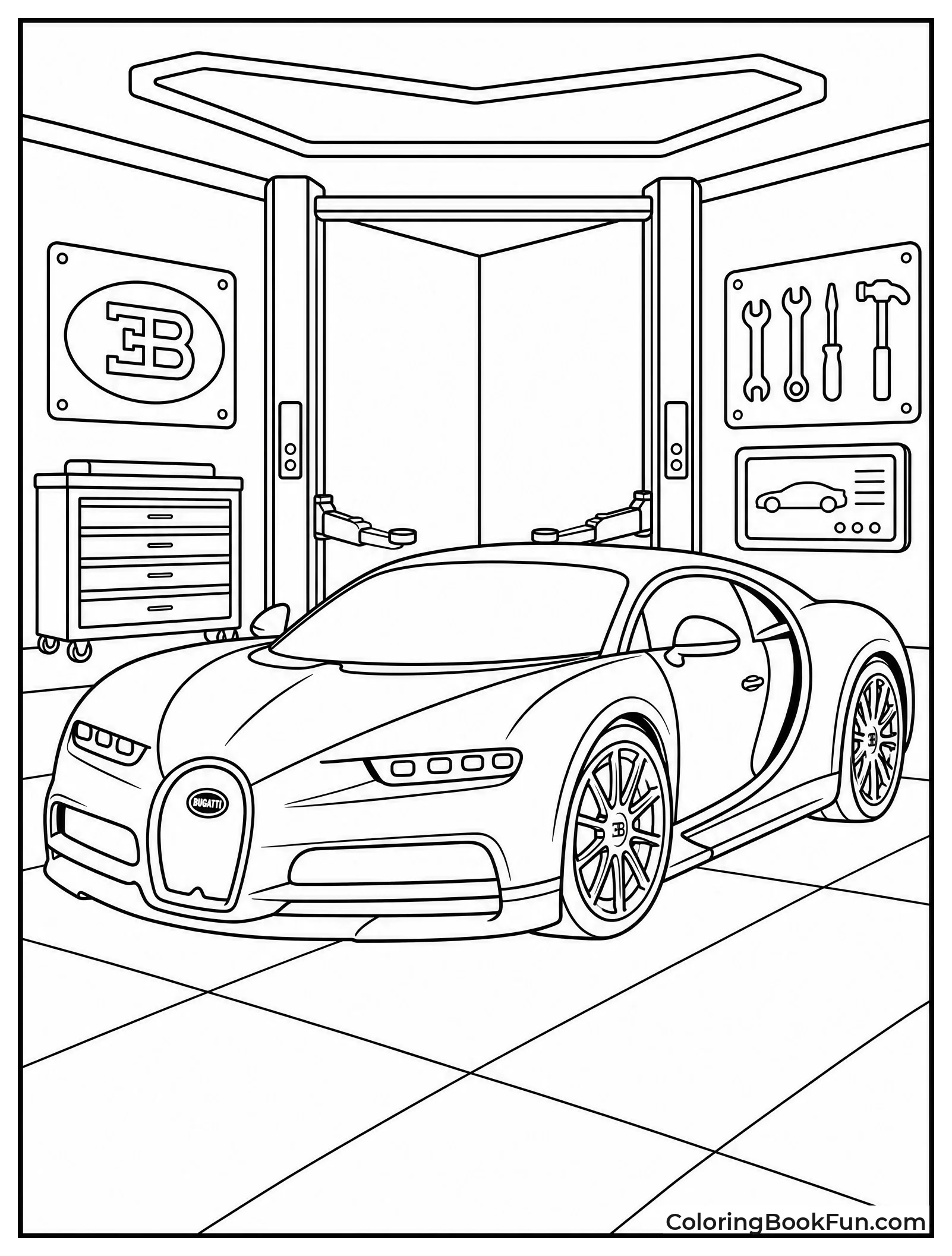 Bugatti Parked Inside a Fancy Garage