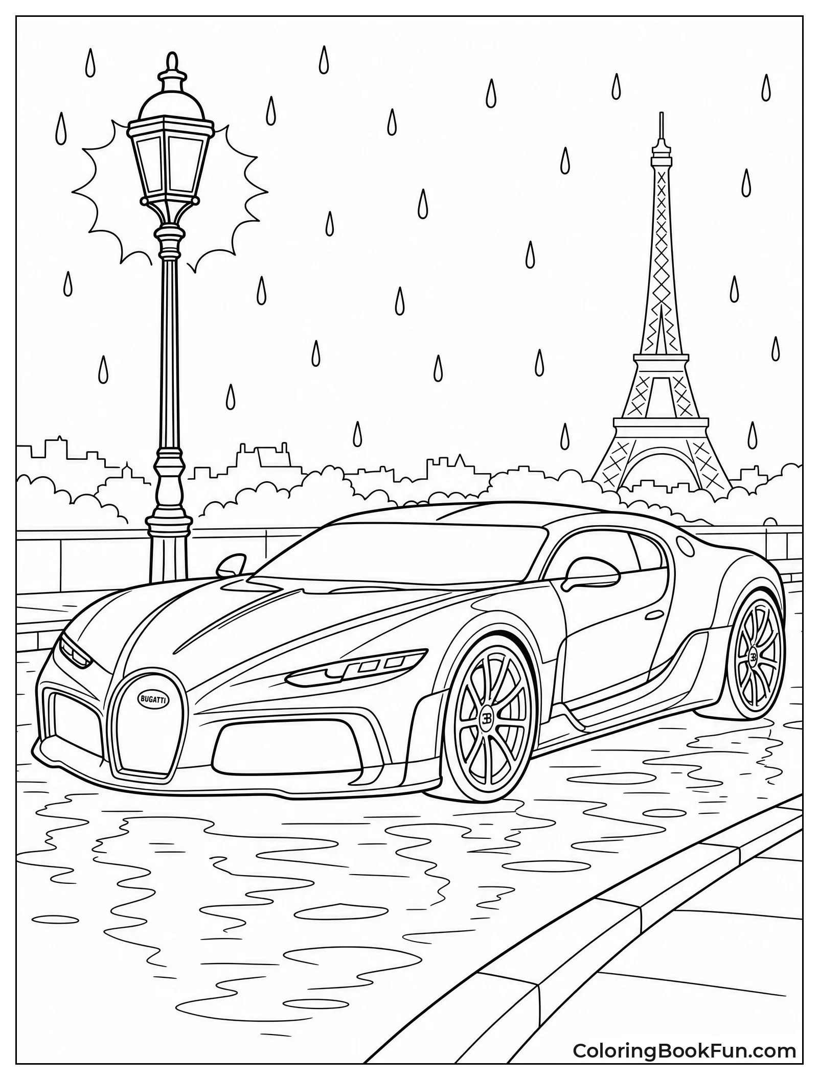 La Voiture Noire Sitting Under a Streetlamp