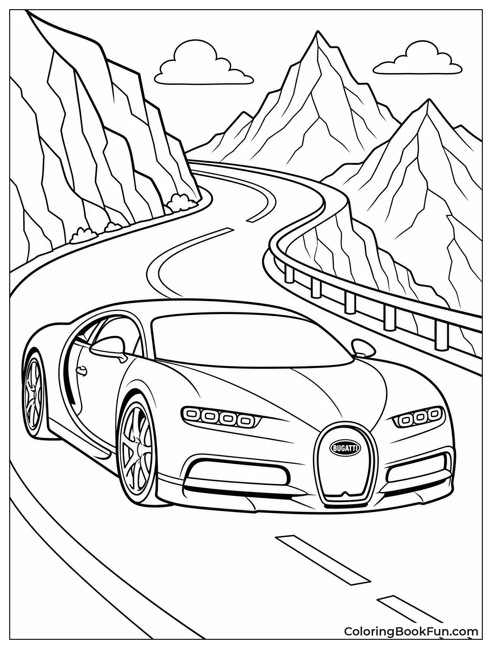 Bugatti Winding Through Steep Mountain Roads