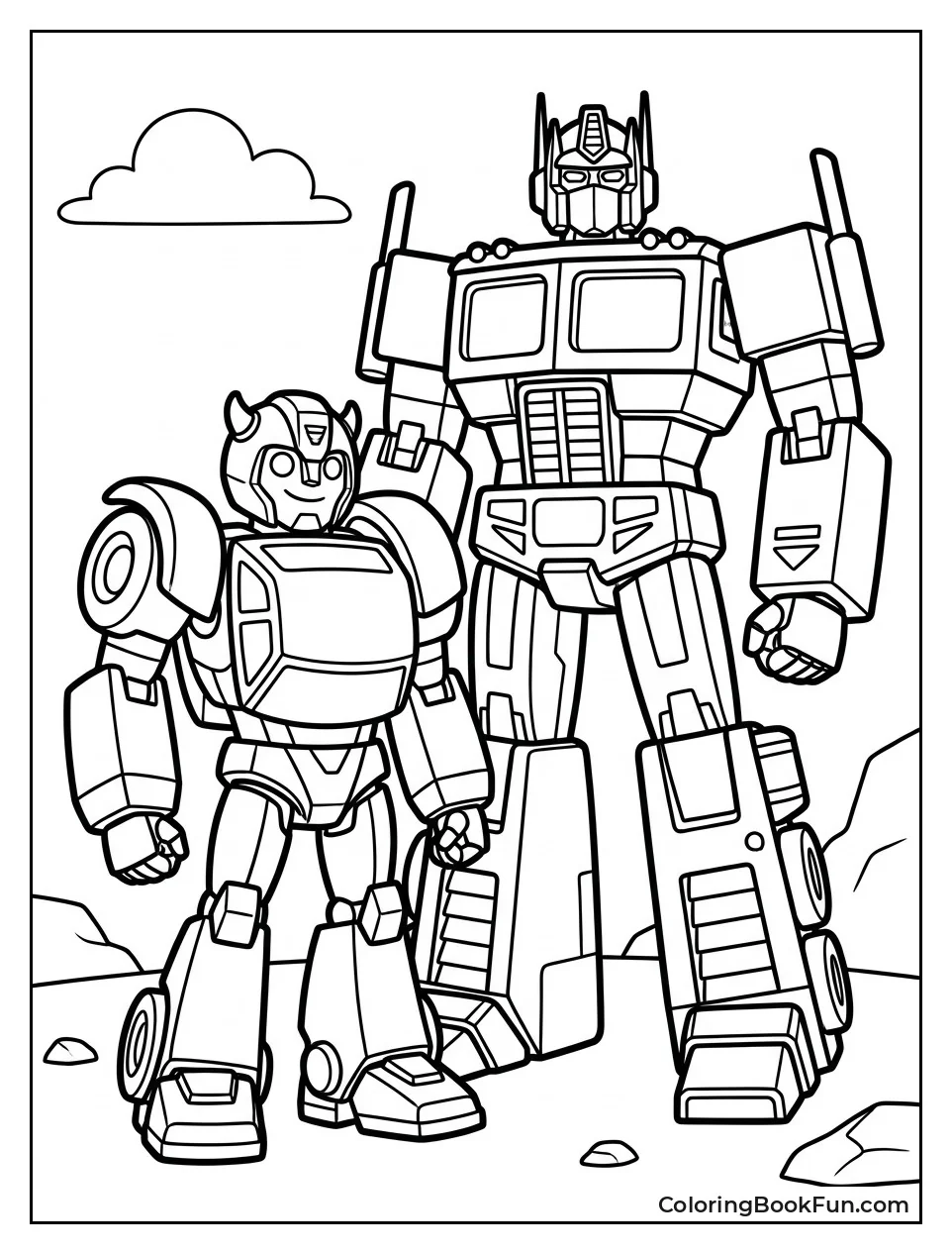 Bumblebee Stands by Optimus Prime