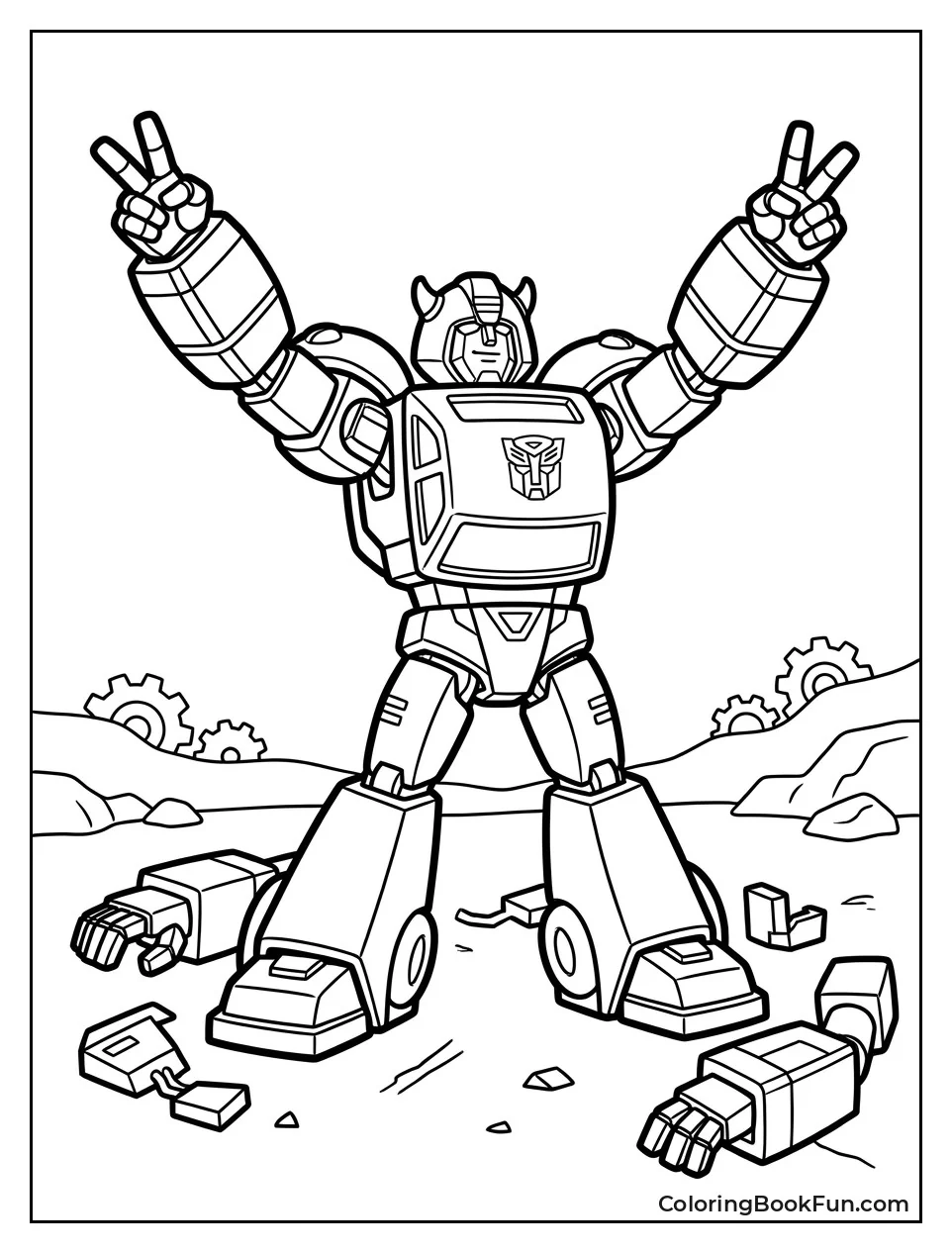 Bumblebee Celebrates with Victory Pose