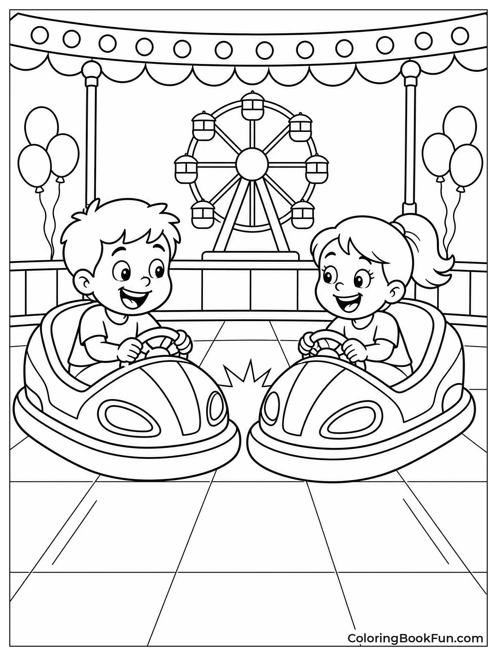 Kids Driving Bumper Cars Together